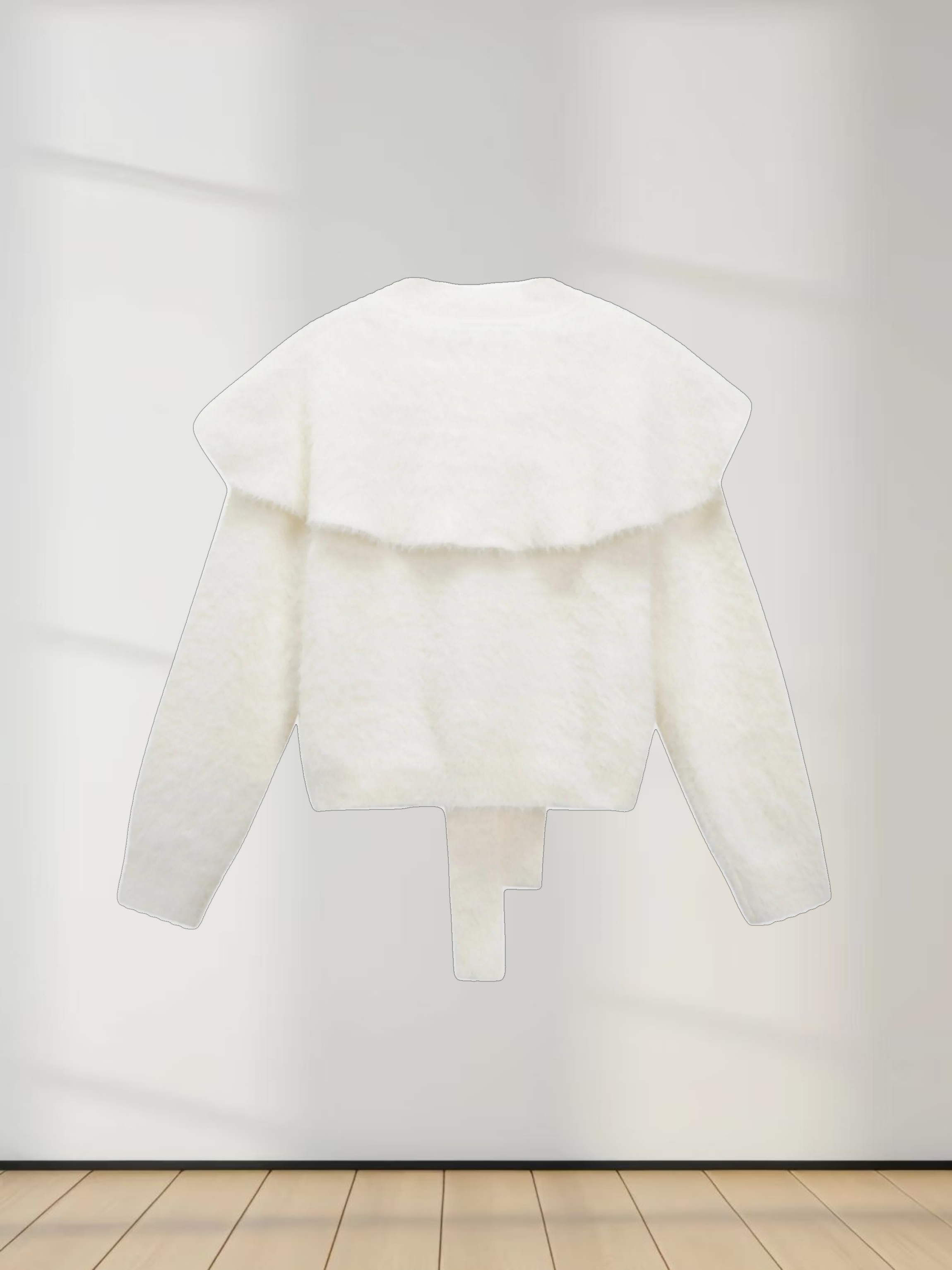 Mohair Shawl Collar Cardigan-Cream