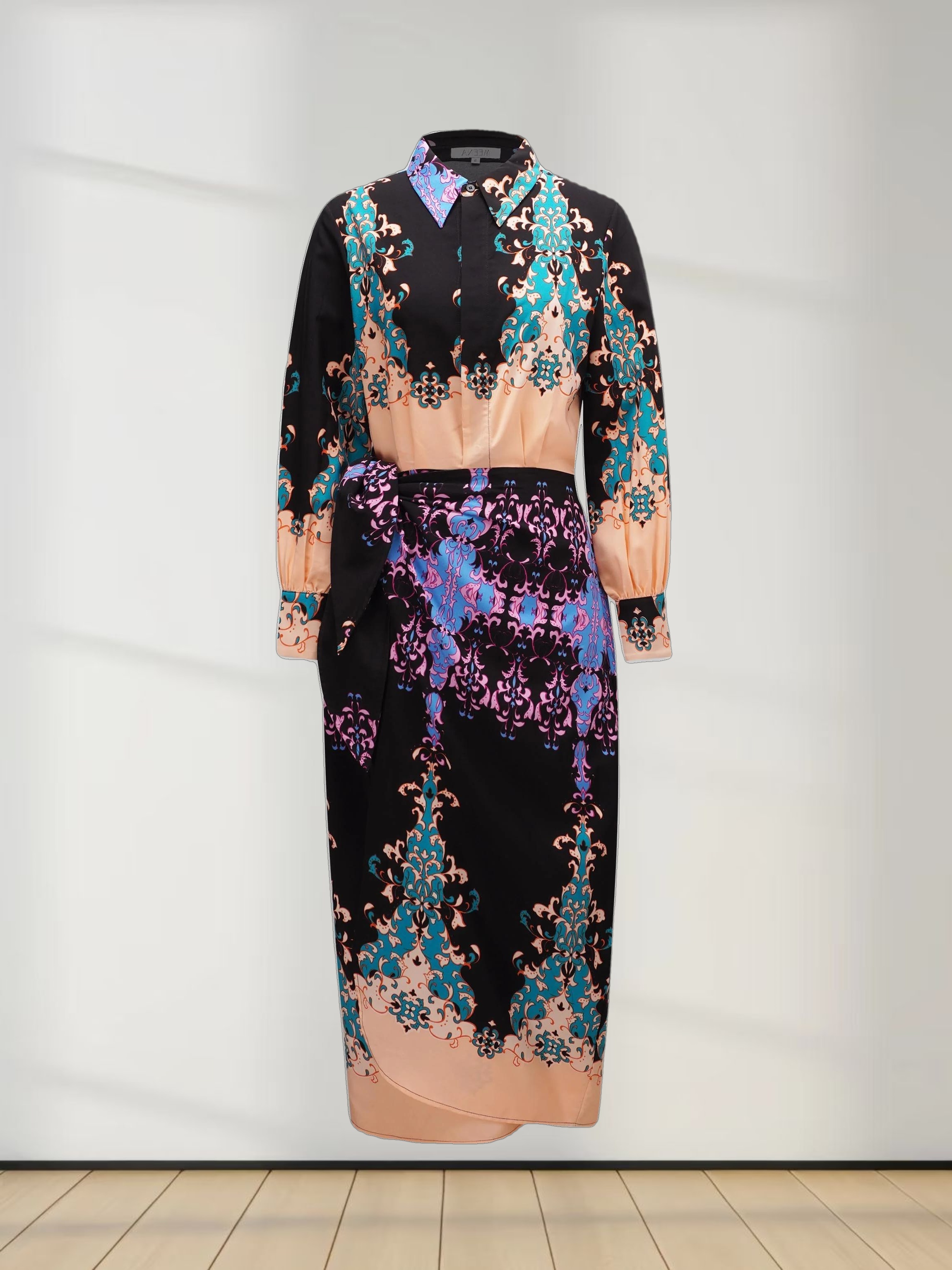 Wrap Shirtdress-Splash of Color