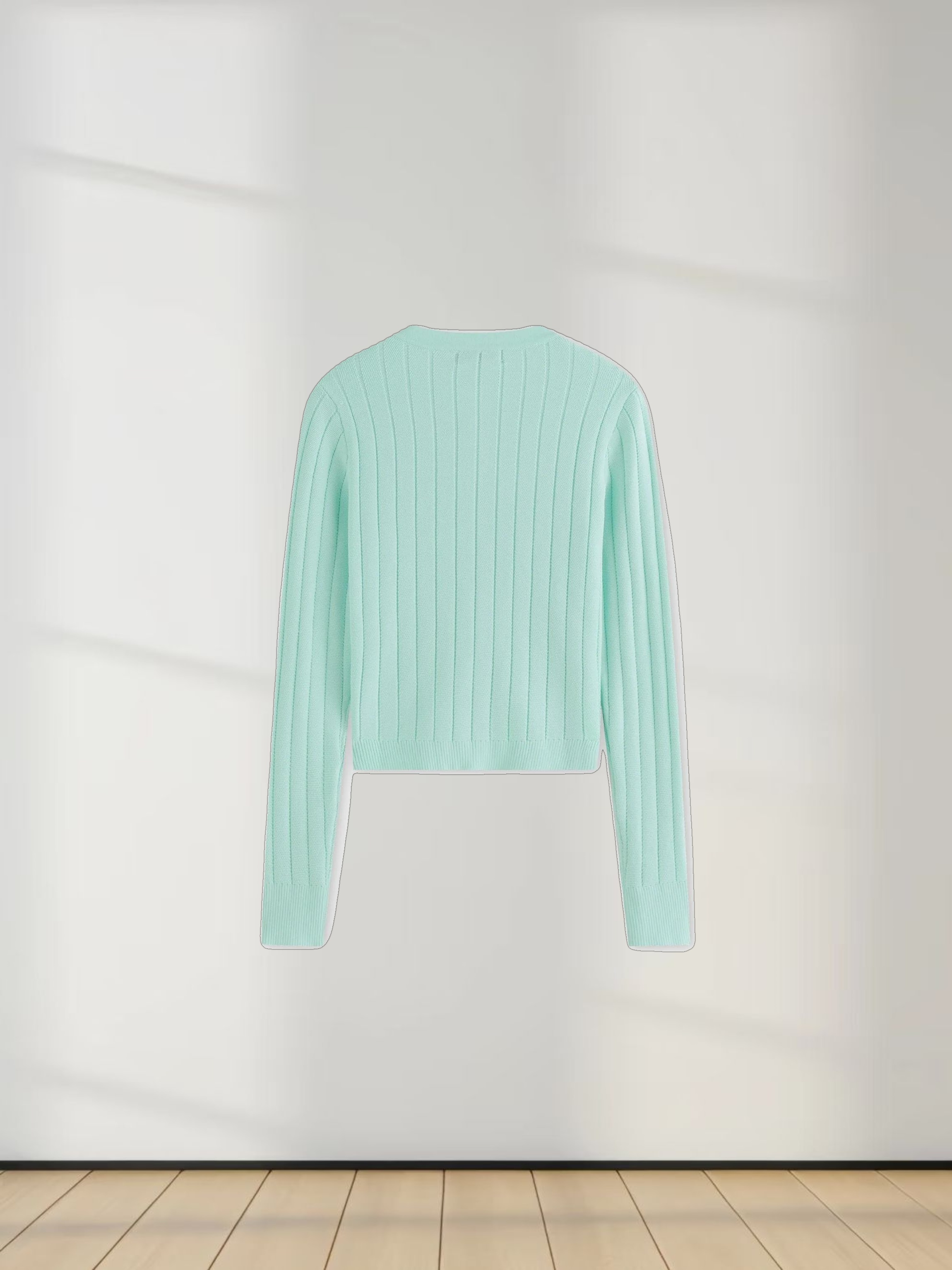 Silky Knit Cropped Cardigan-Mint Green