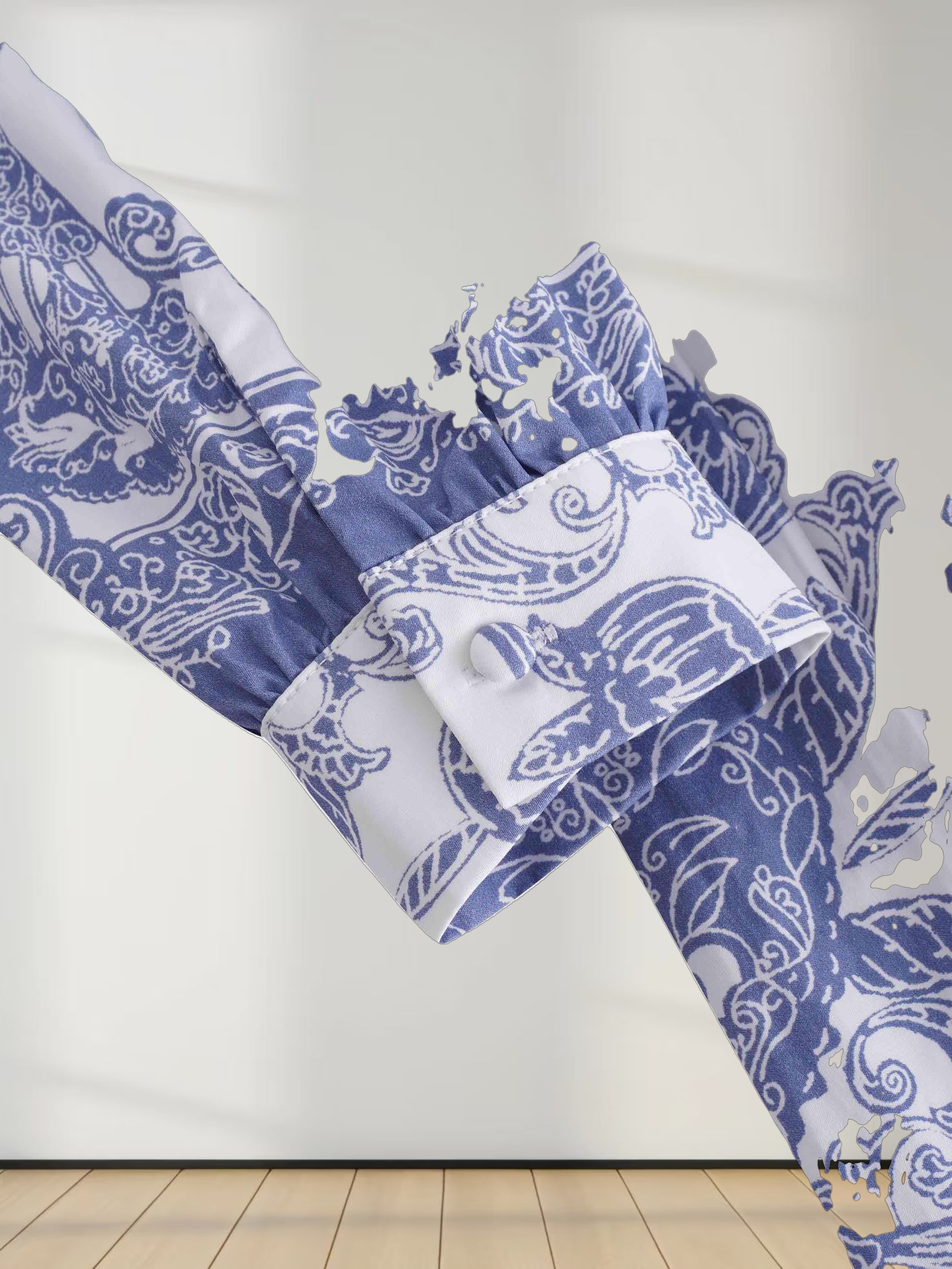 Royal Damask Dress-Blue