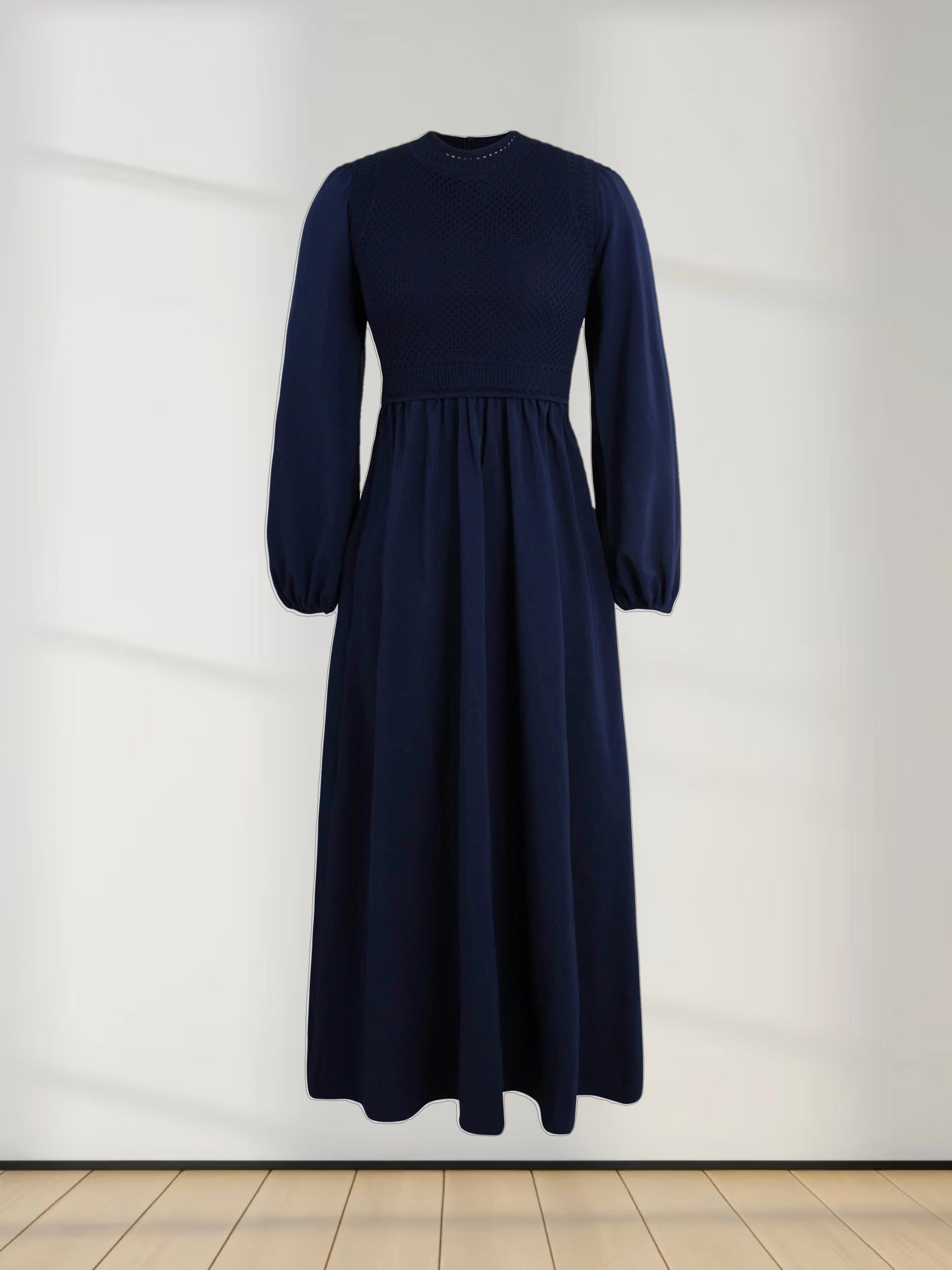 Crochet Top Dress-Navy