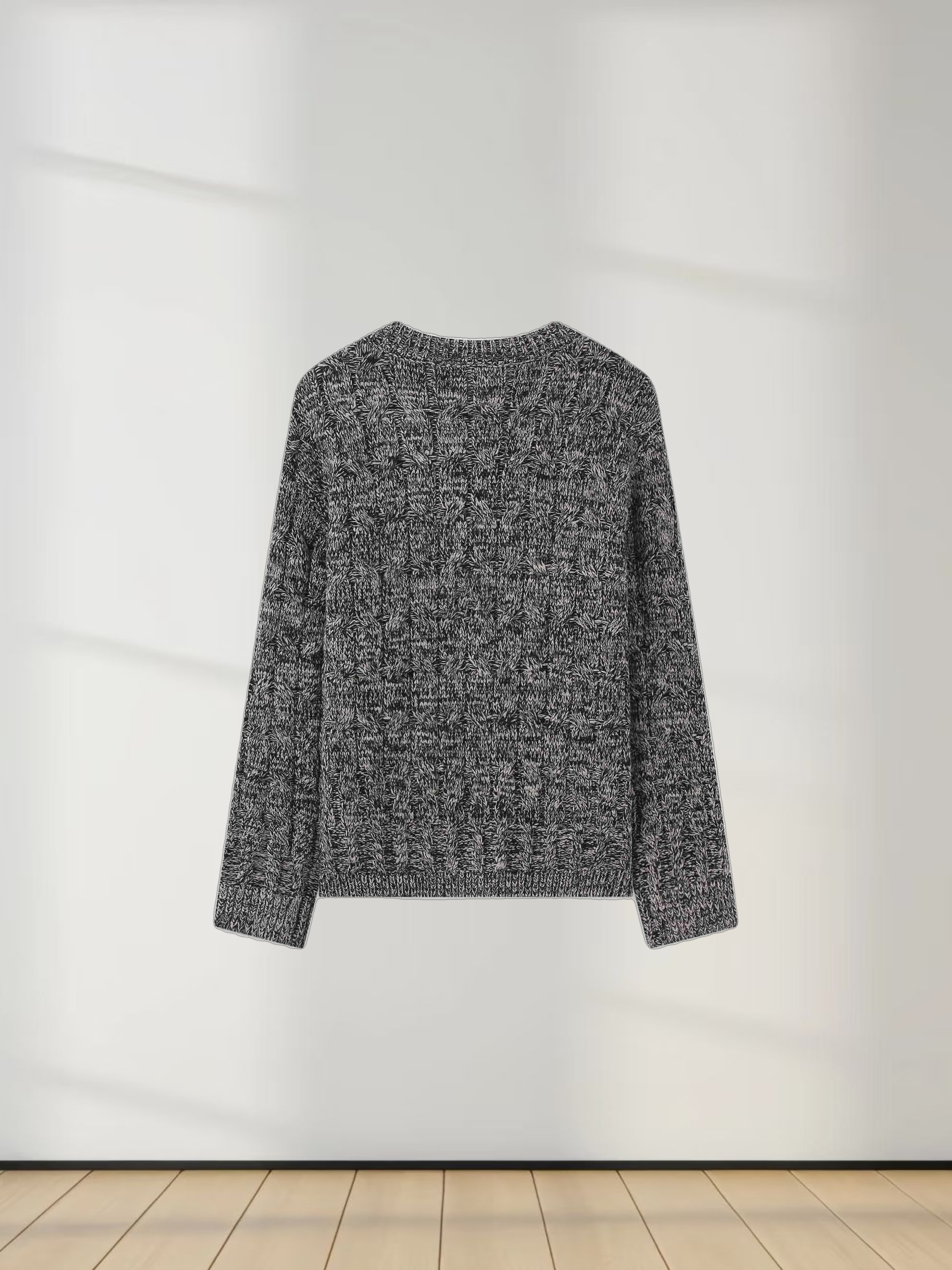 Chunky Heathered Cable sweater-Black/Tan