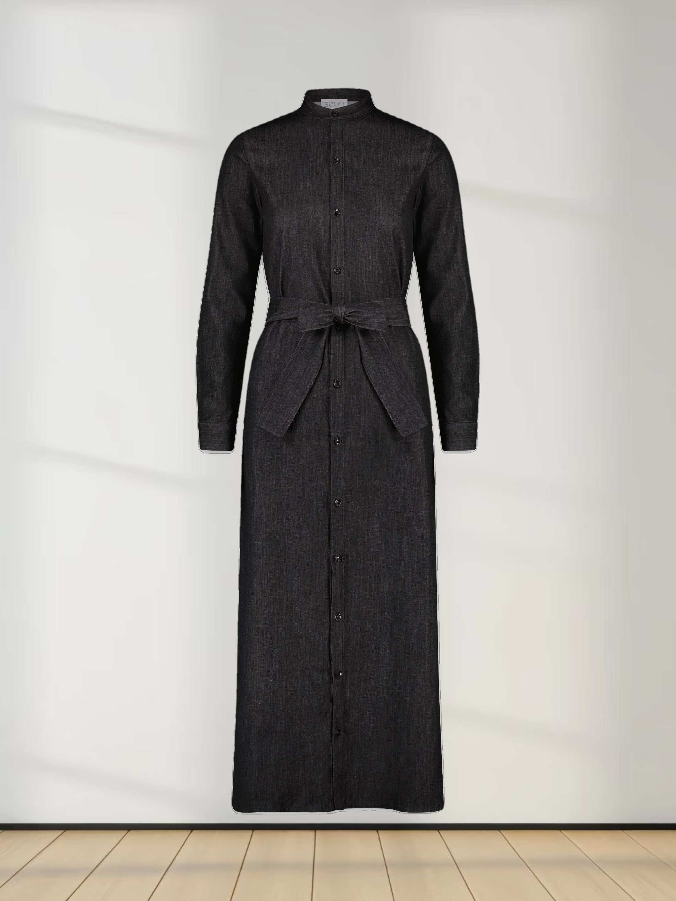 LONG SHIRTDRESS-BLACK DENIM