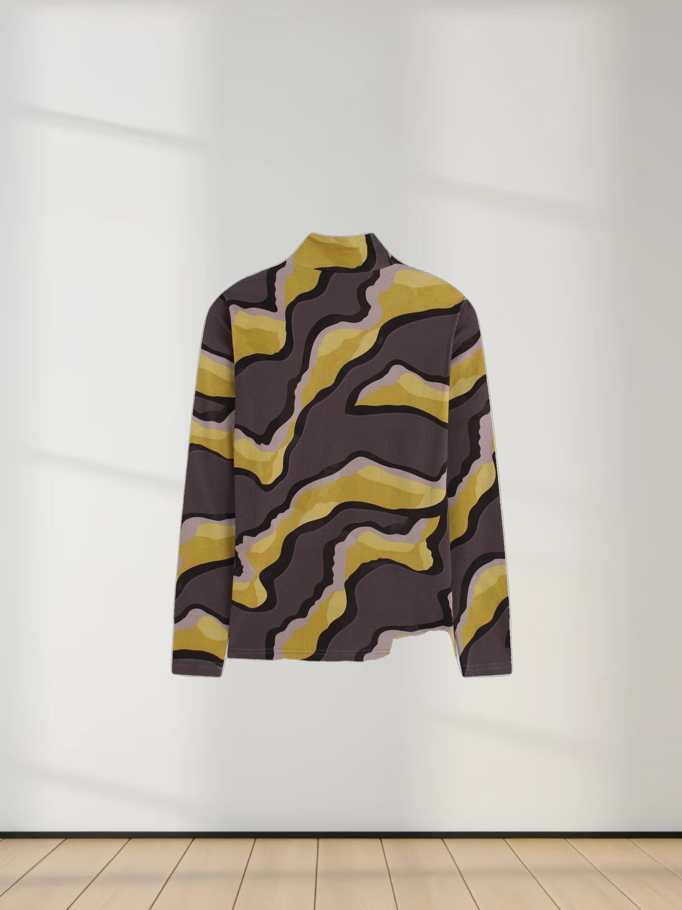 Printed Modal Turtleneck-Yellow Lightning