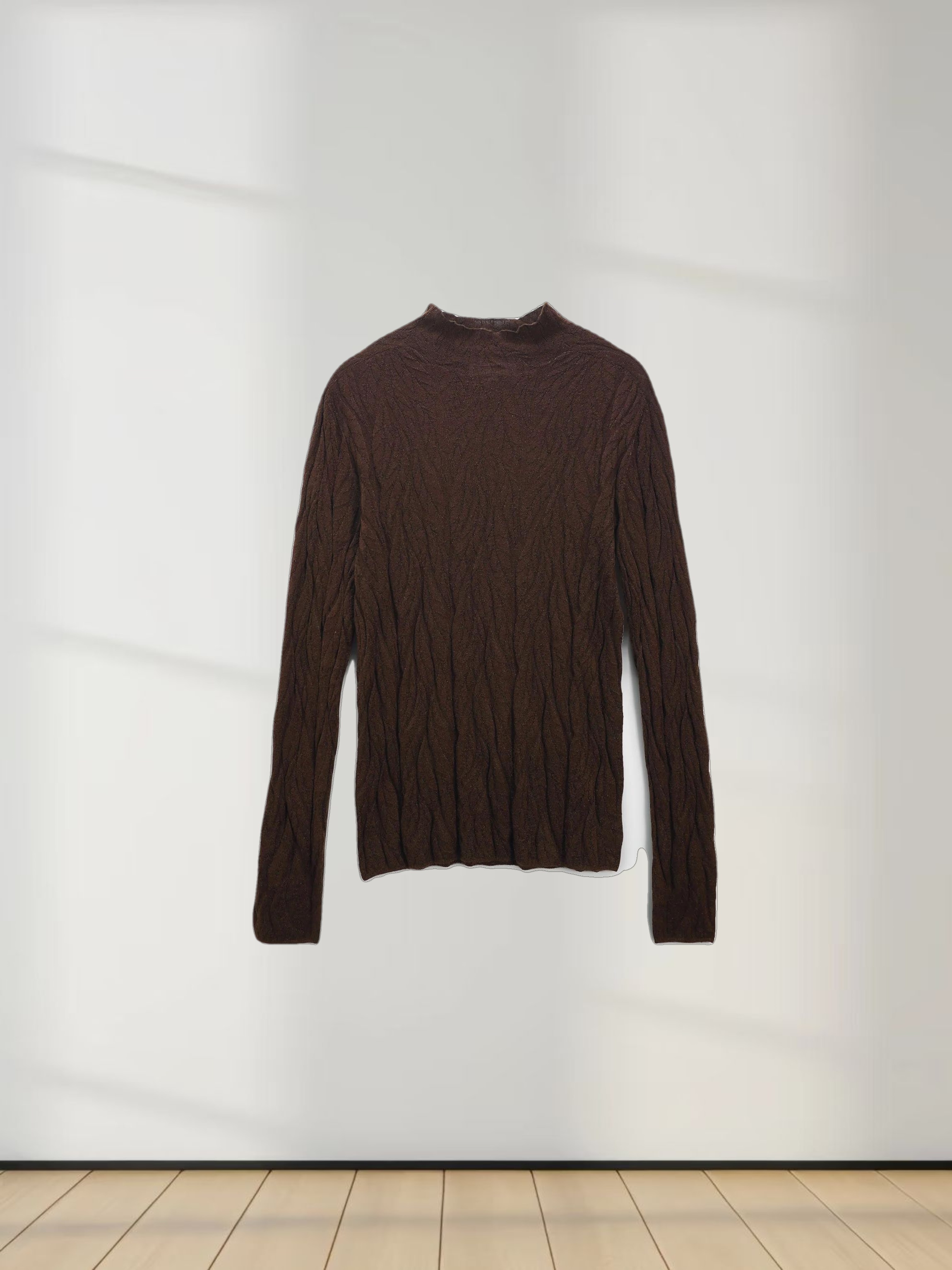 Leaf Design Turtleneck-Brown