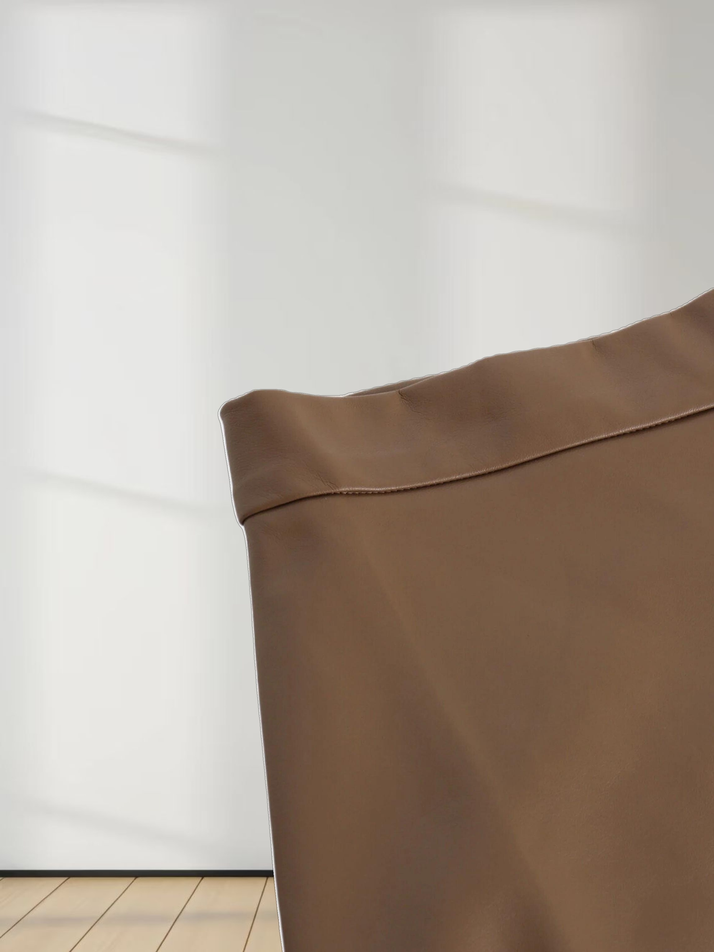 Leather A-Line Skirt-Olive