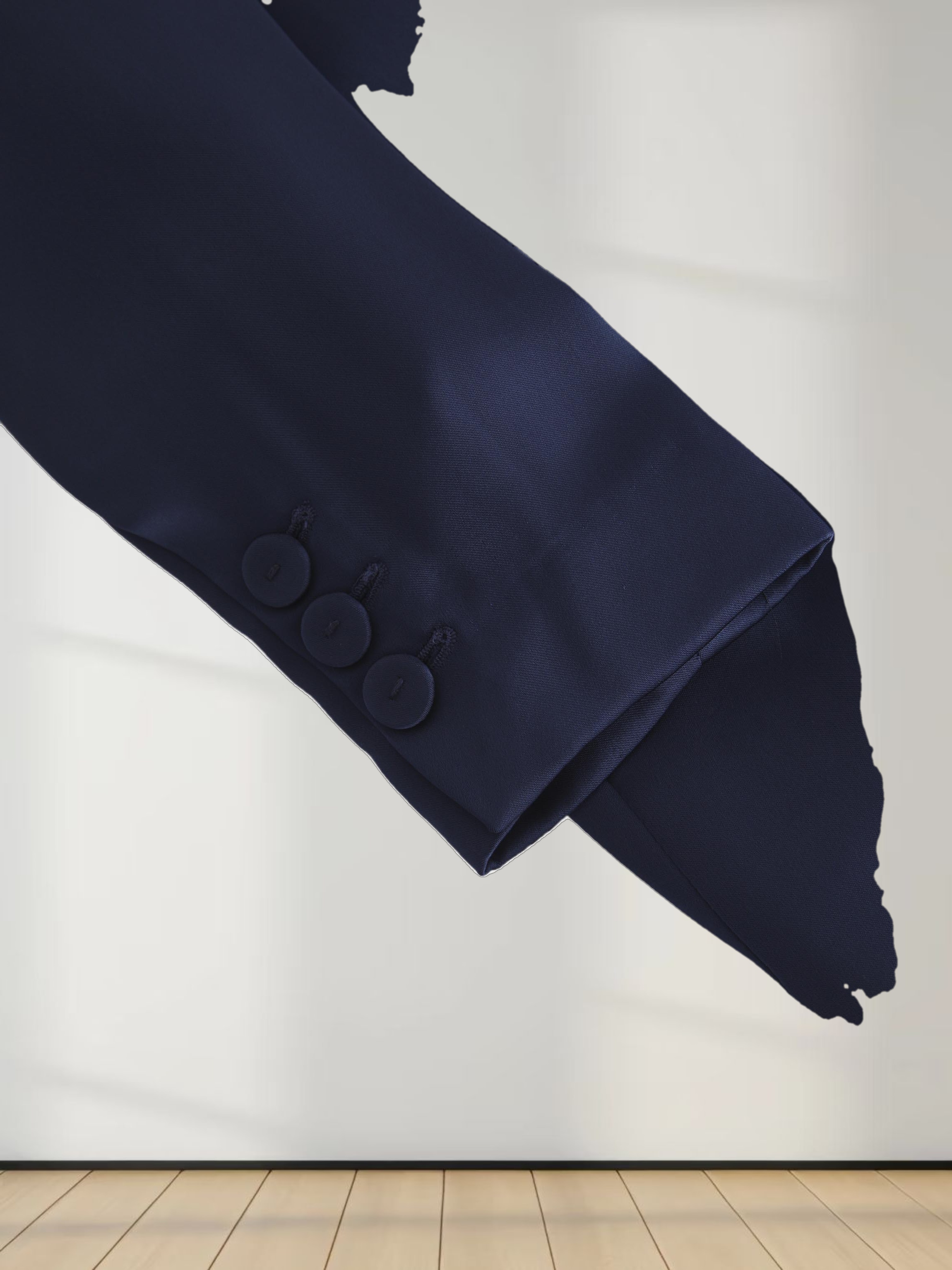 Satin Evening Blazer-Navy