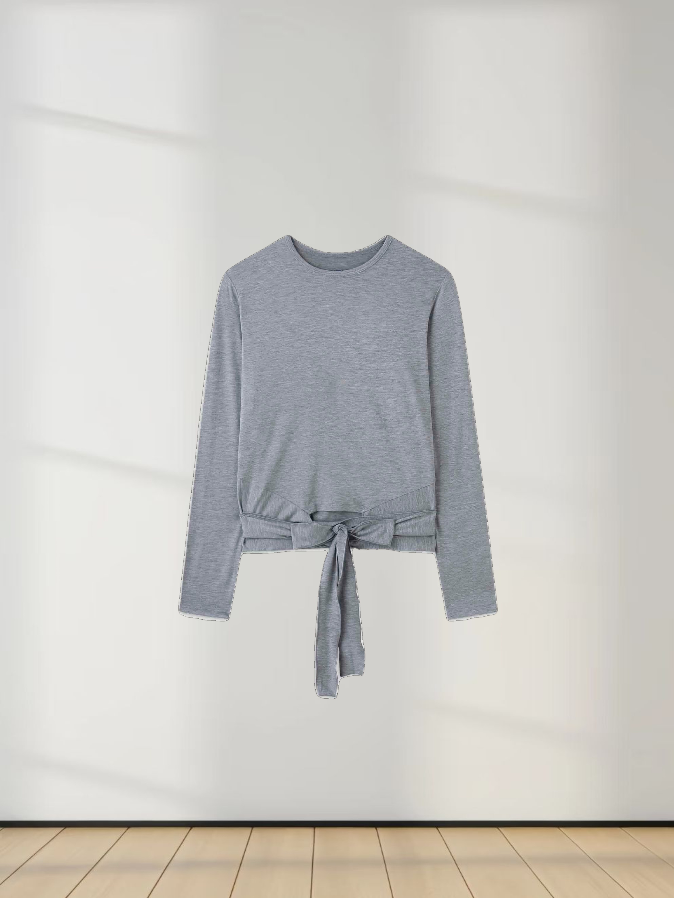Wrap Tie Tee-Grey