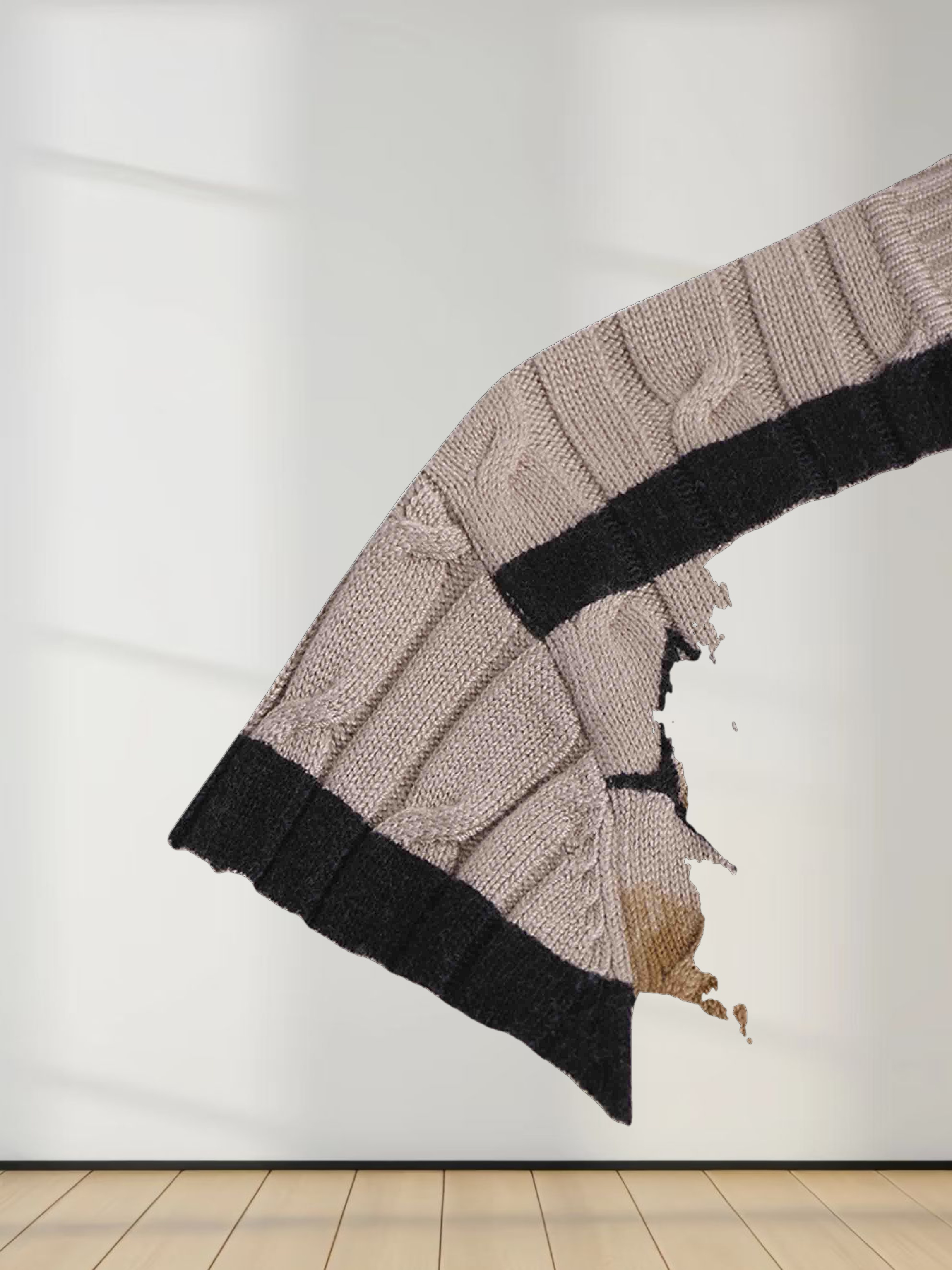 Printed Cable Knit Sweater-Striped Floral