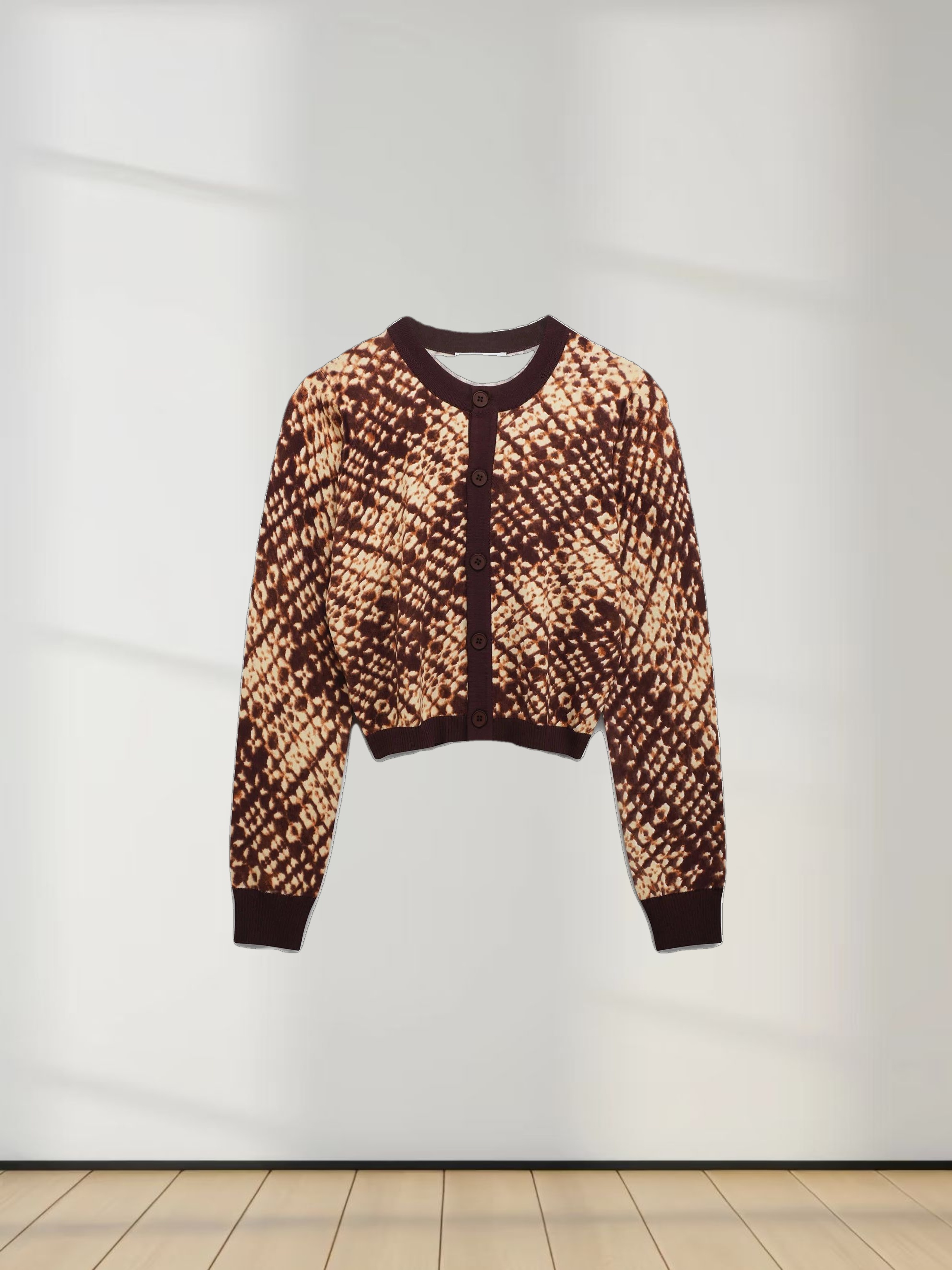 Buttoned Cardigan-Brown Speckled