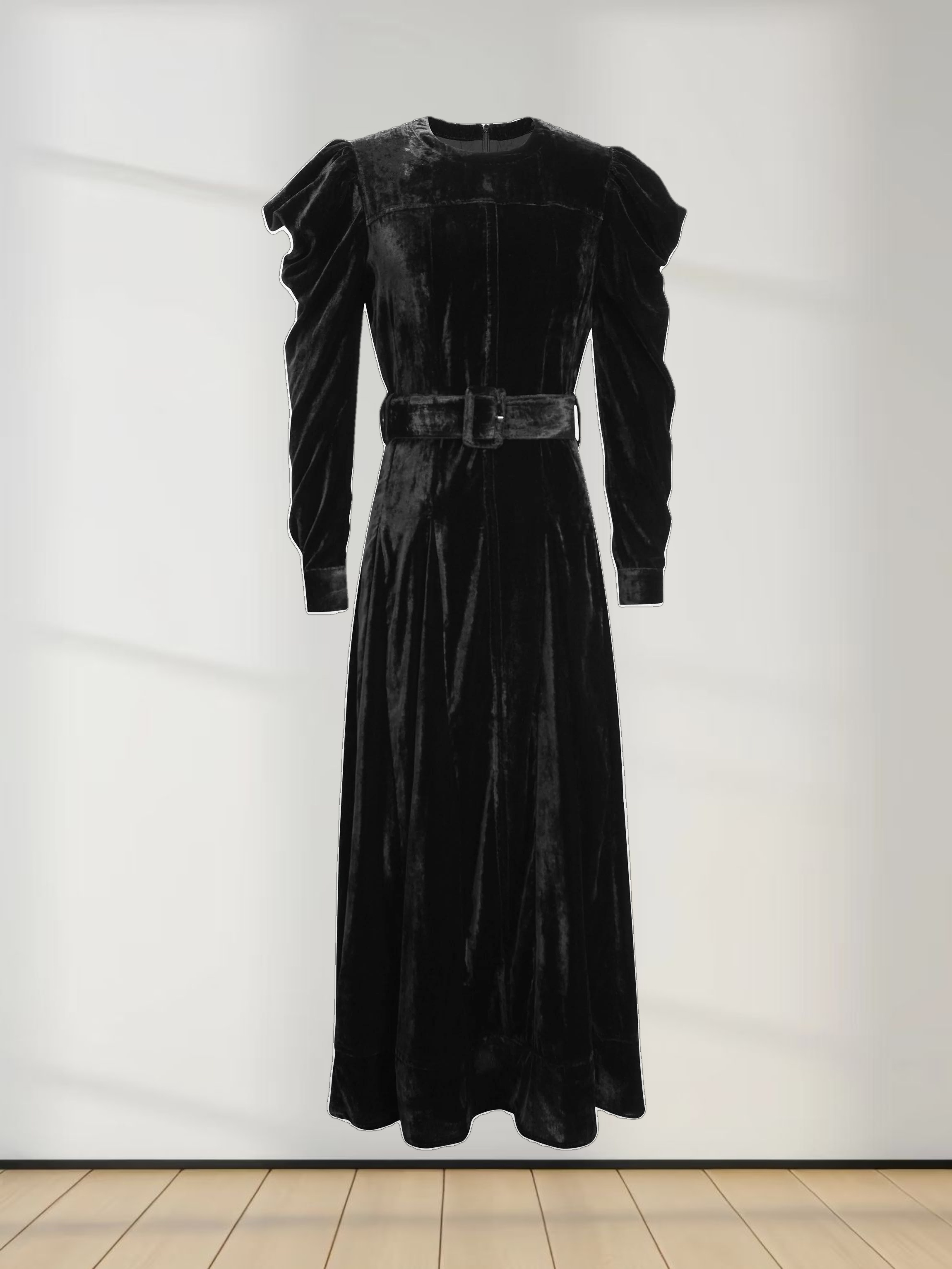 Velvet Flare Dress-Black