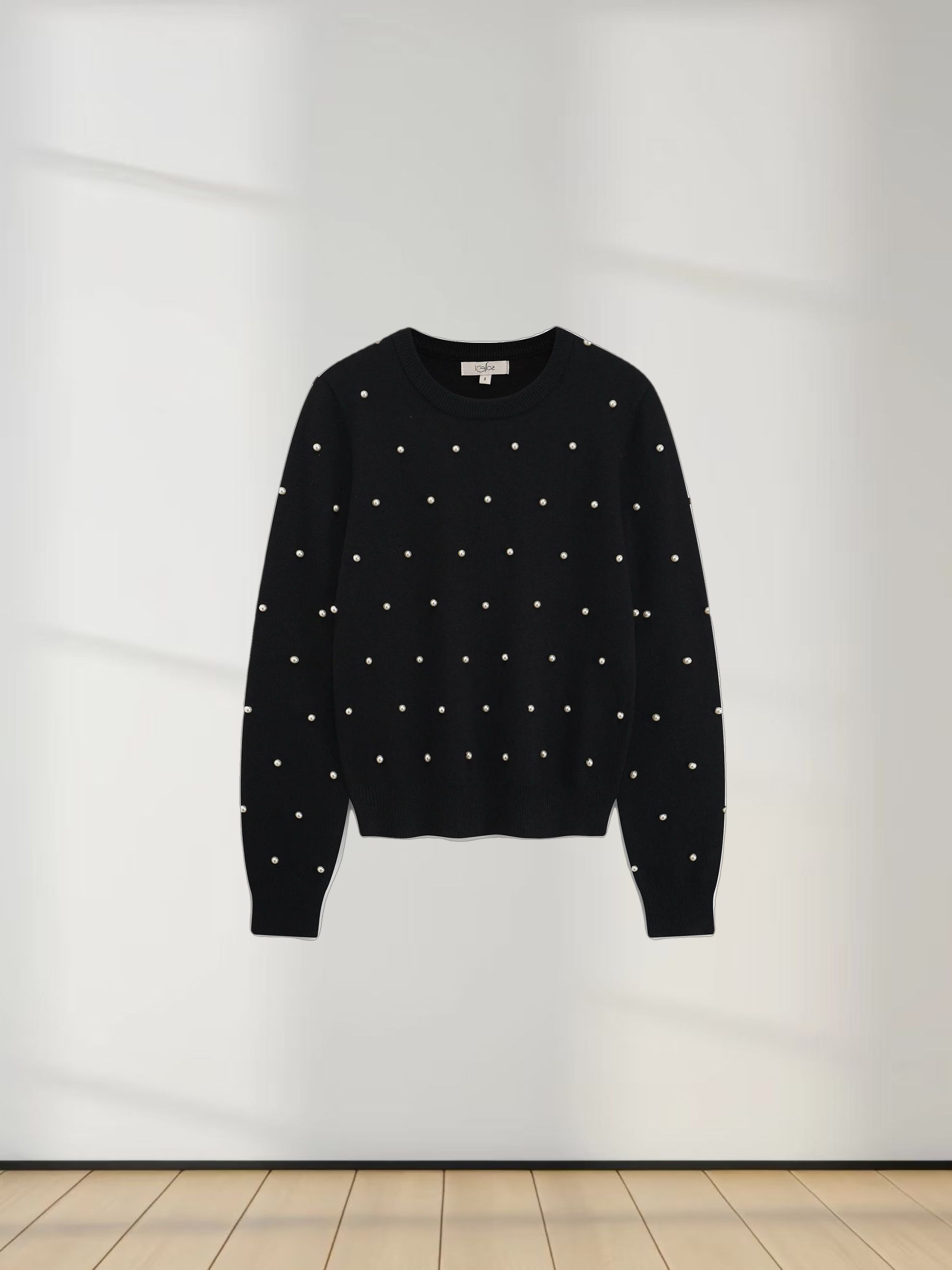 Pearl Embellished Sweater-Black