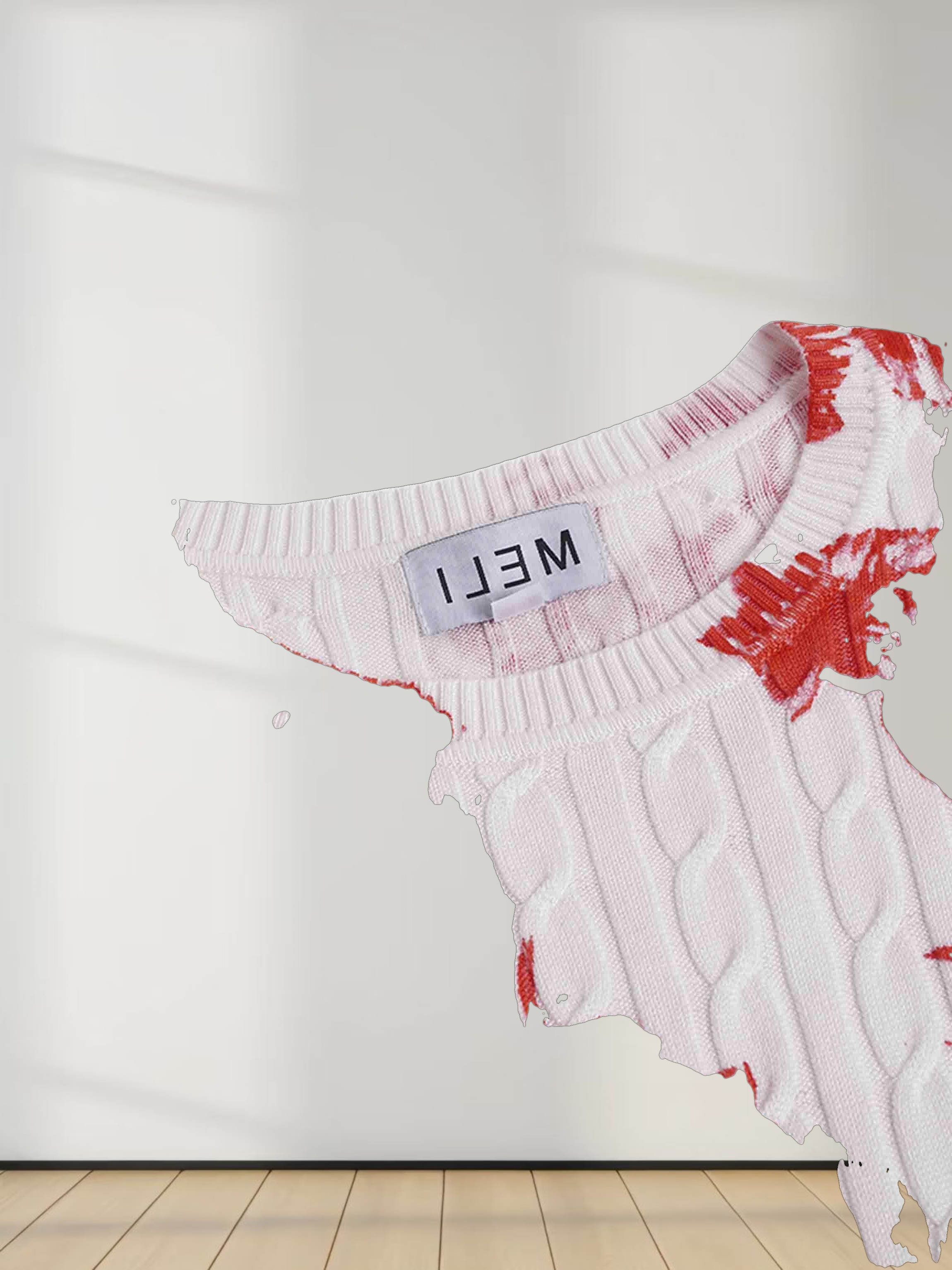 Printed Cable Knit Sweater- Salmon Floral