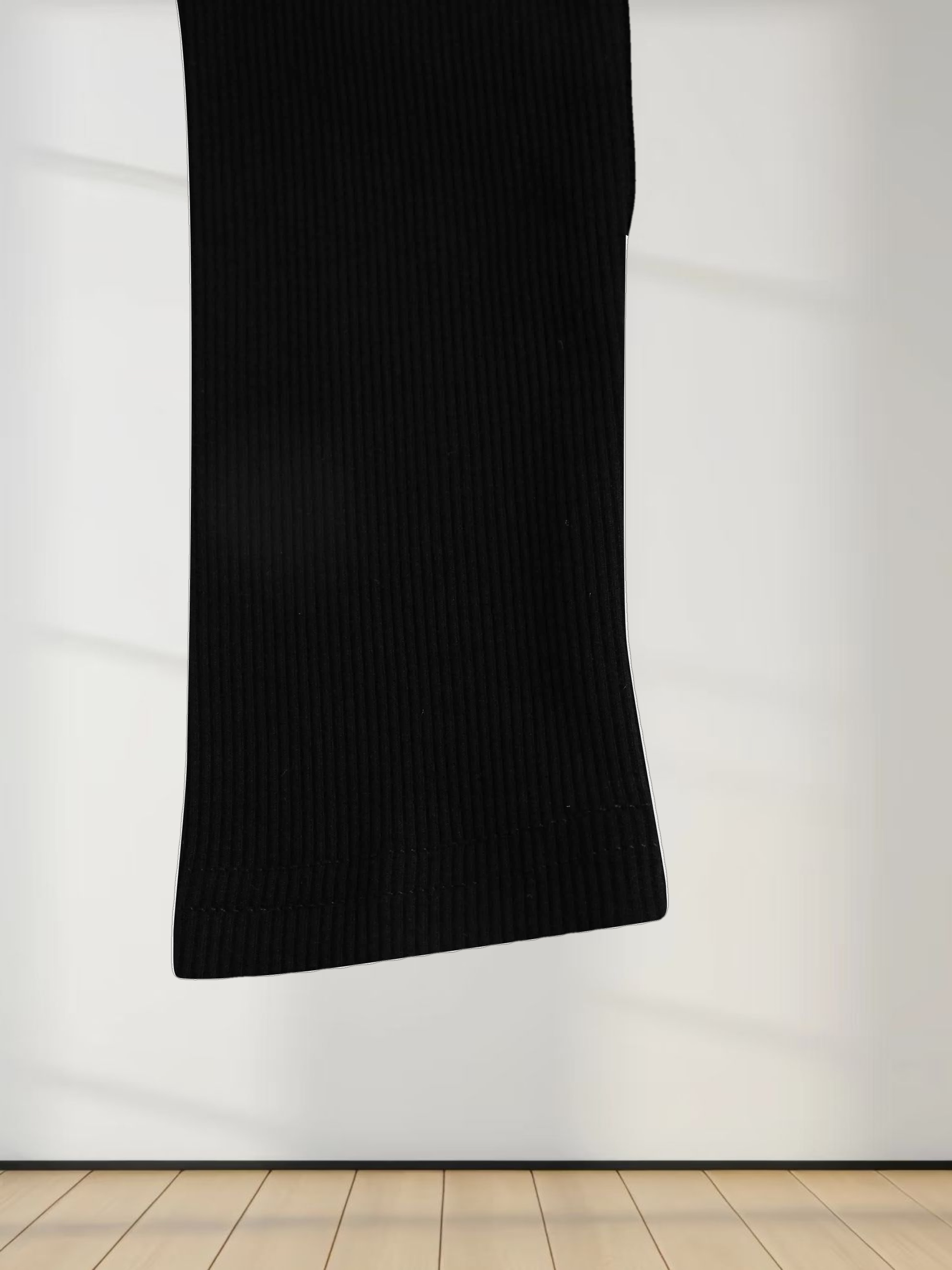 Soft Ribbed High V Tee-Black