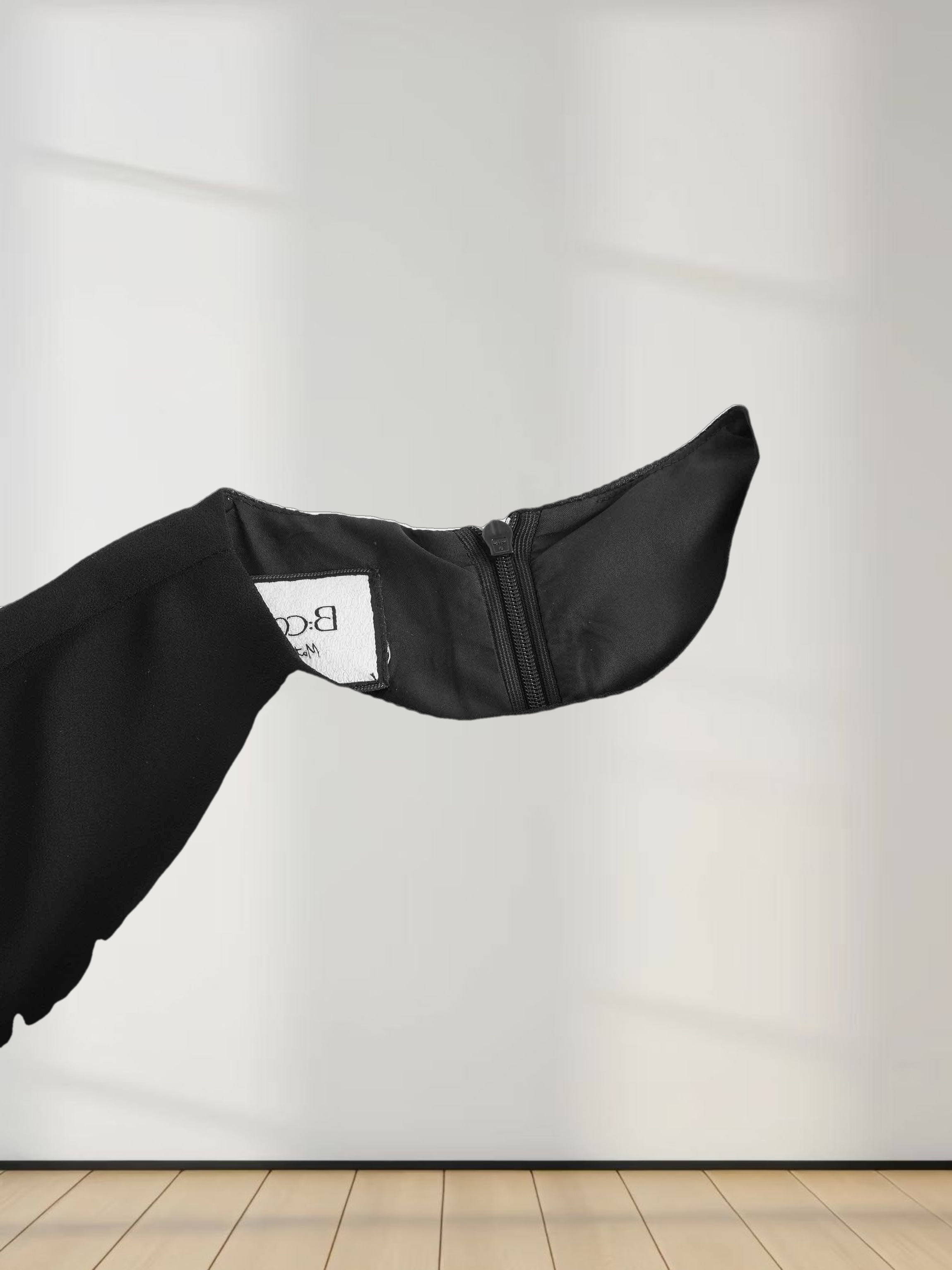 Ruffle Trim Maternity Dress-Black