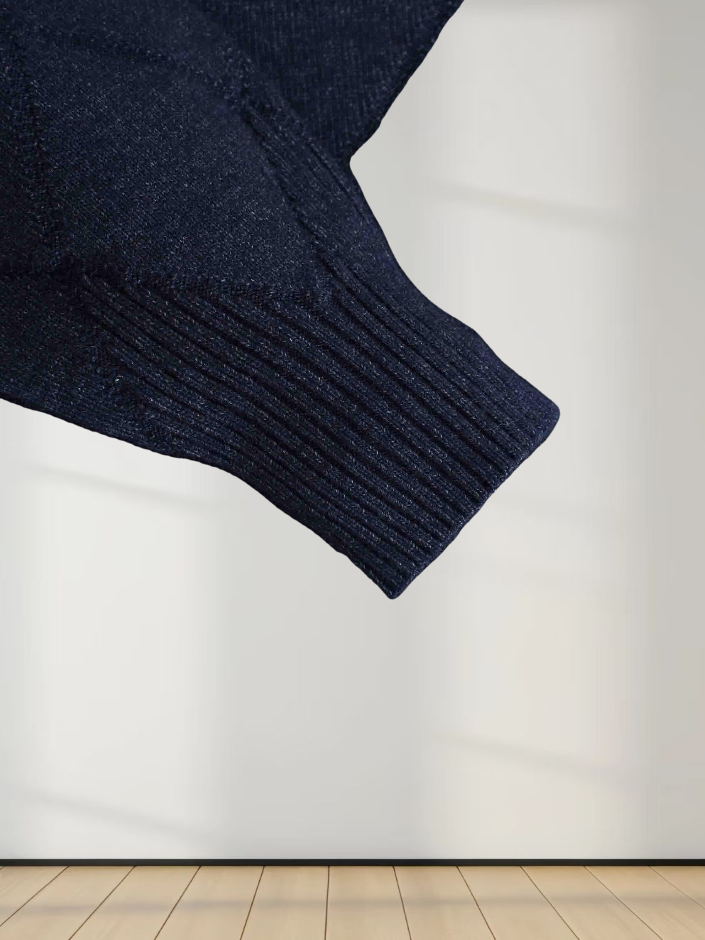 Oversized Diamond Detail Sweater-Heathered Navy
