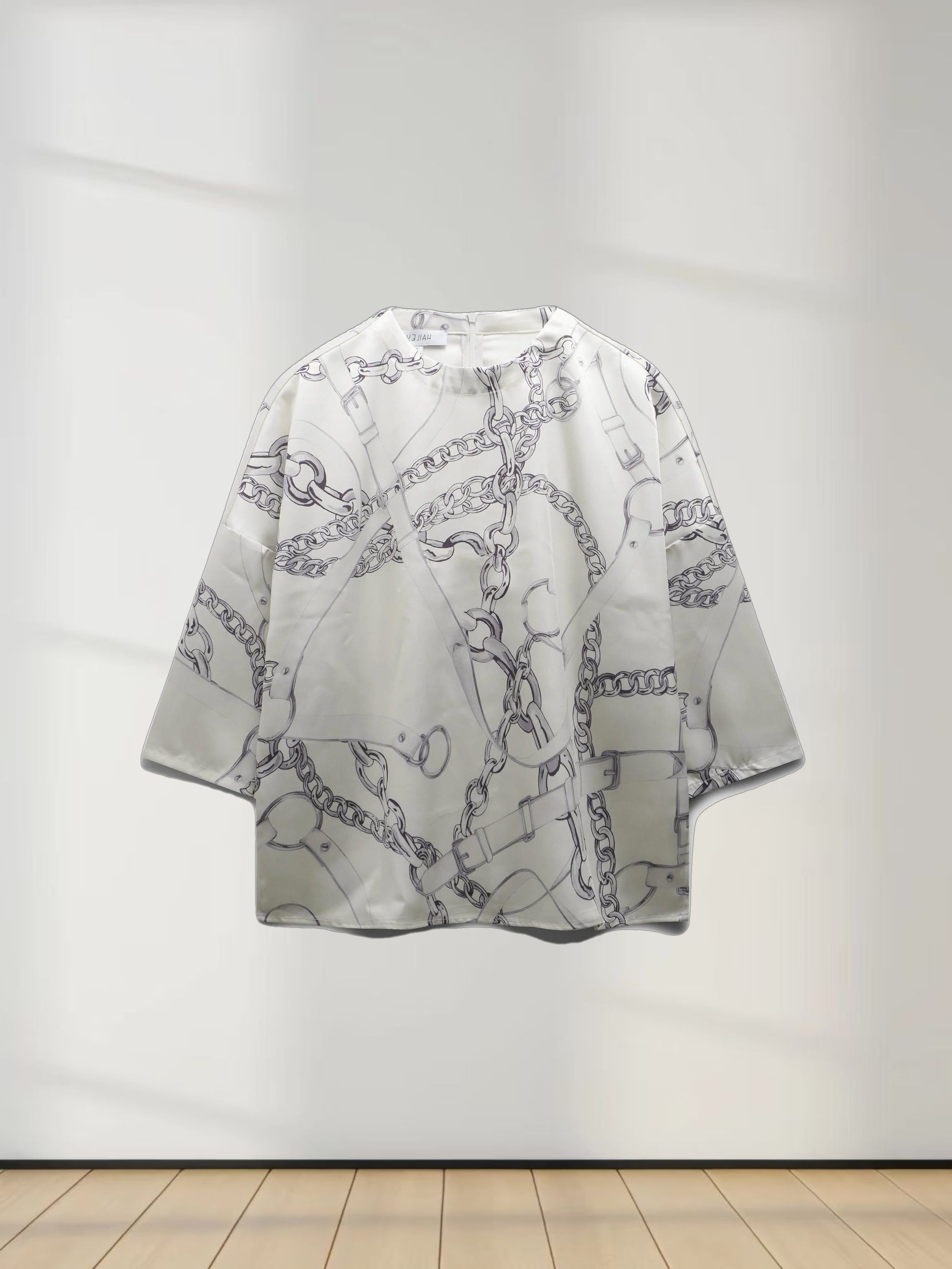 Faux Satin Crop Swing Top-Chains