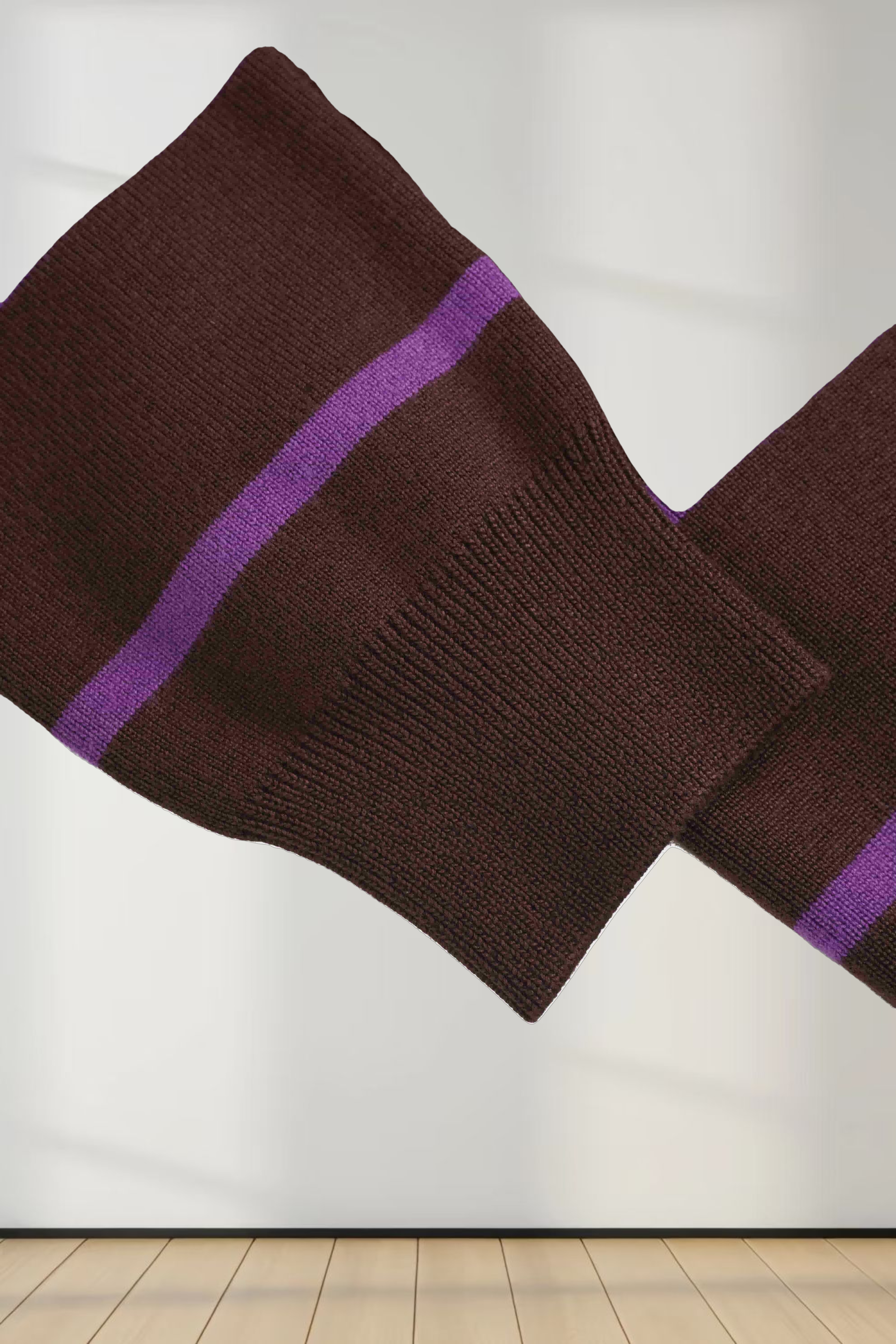 Mock Neck Thin Knit Sweater-Brown/Purple