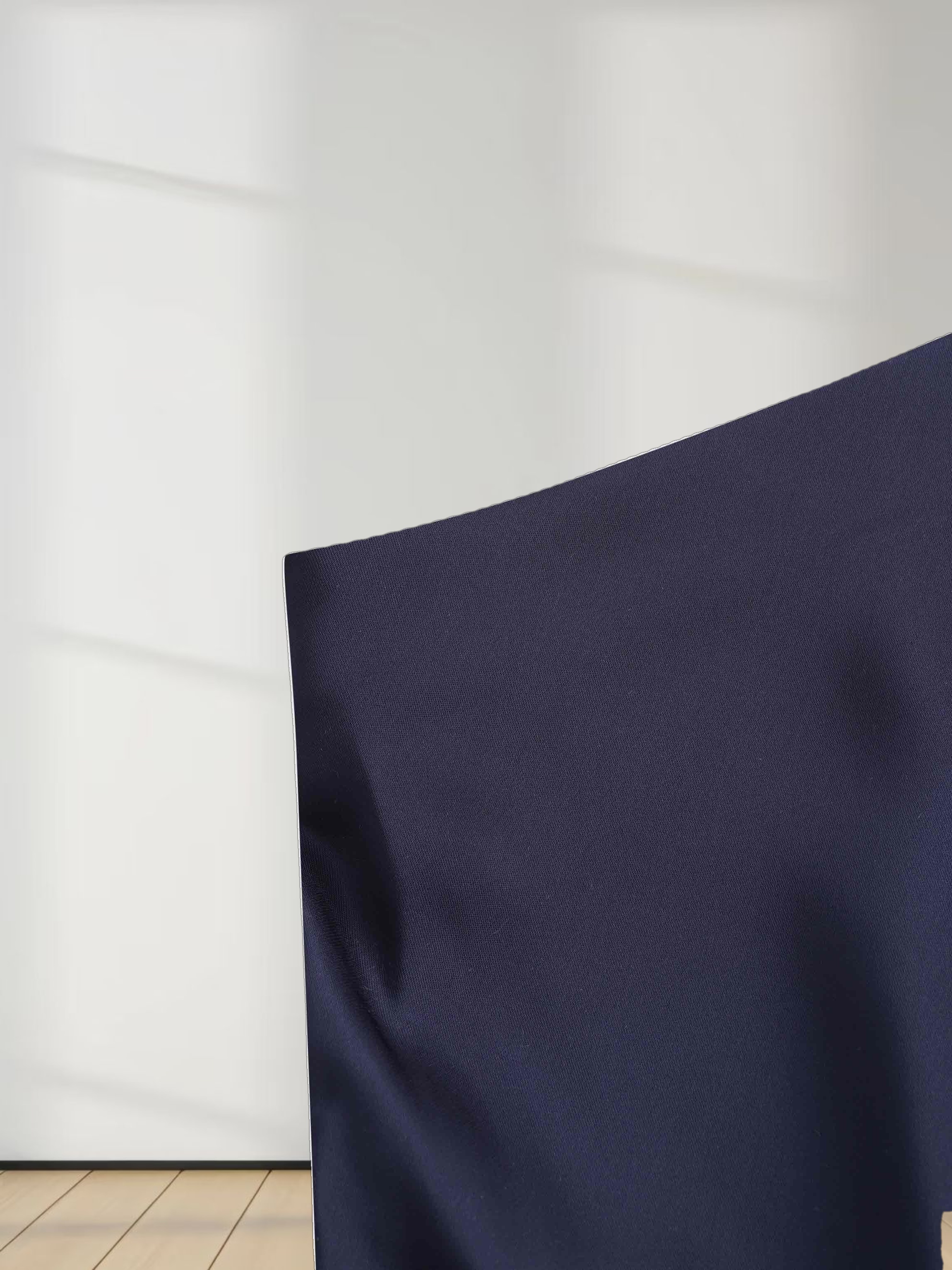 Solid Faux Satin Slip Skirt-Dark Blue/Navy