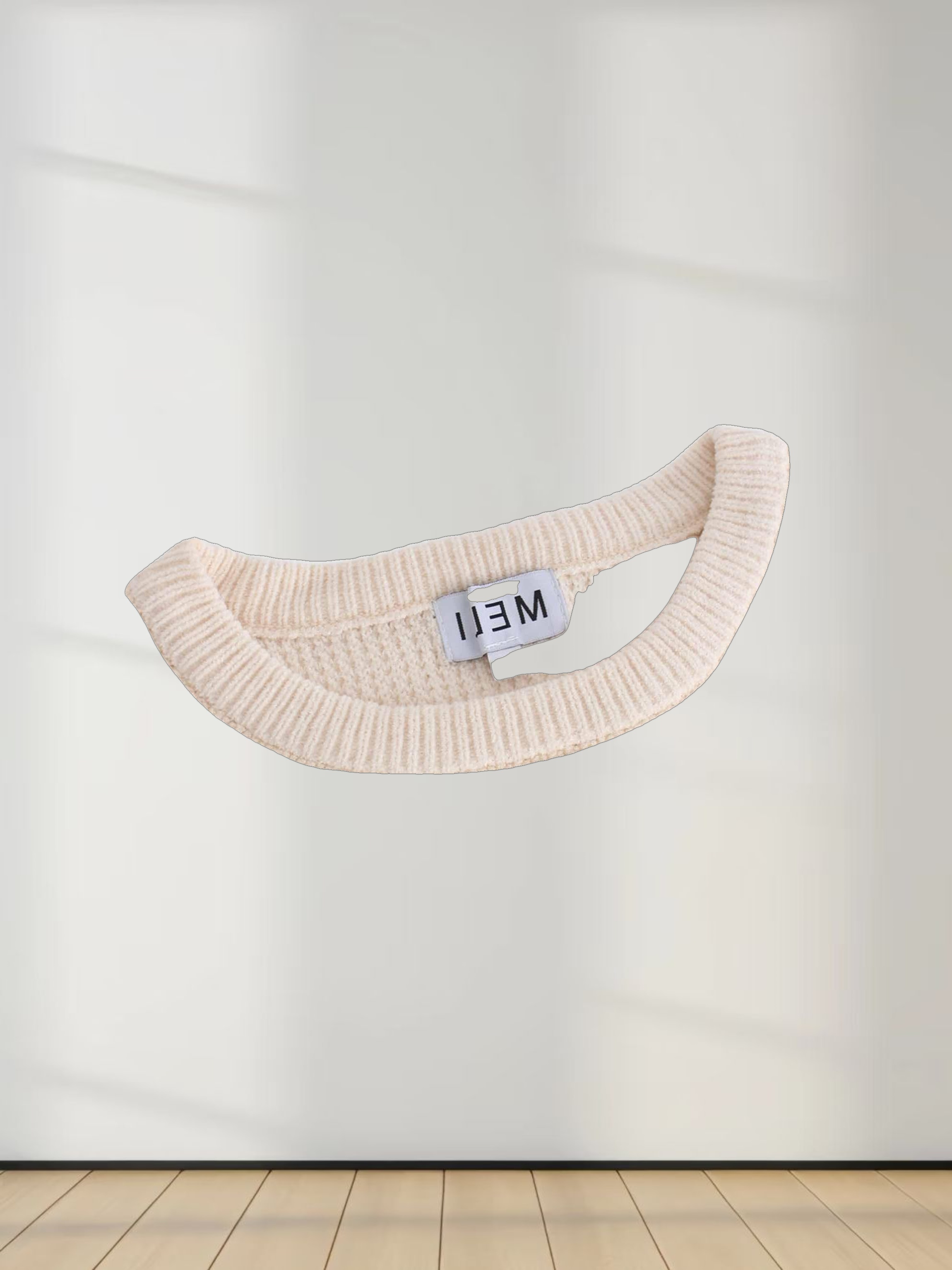 Chenille Waffle Sweater-Cream