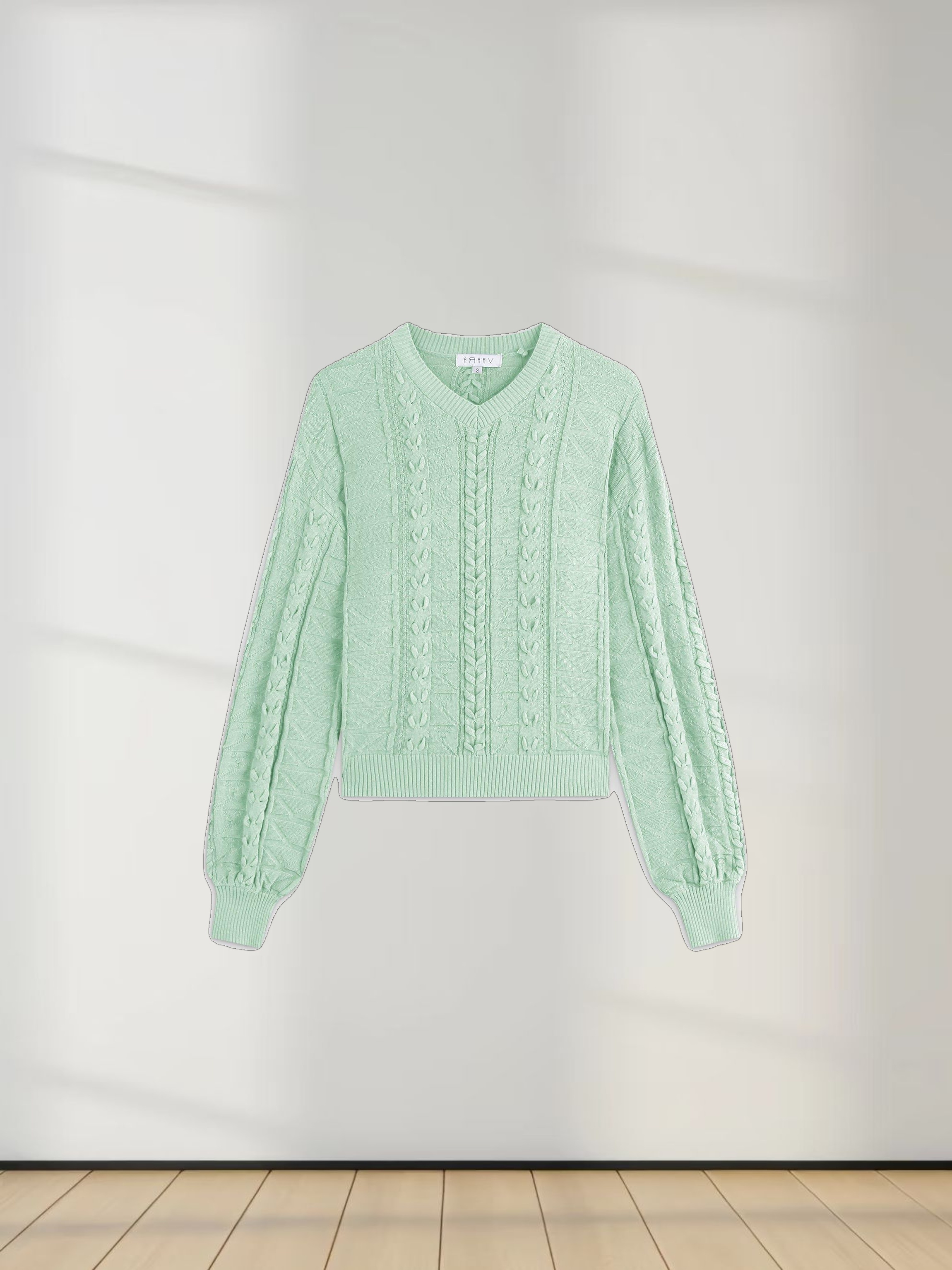Cross Stitch Sweater-Mint