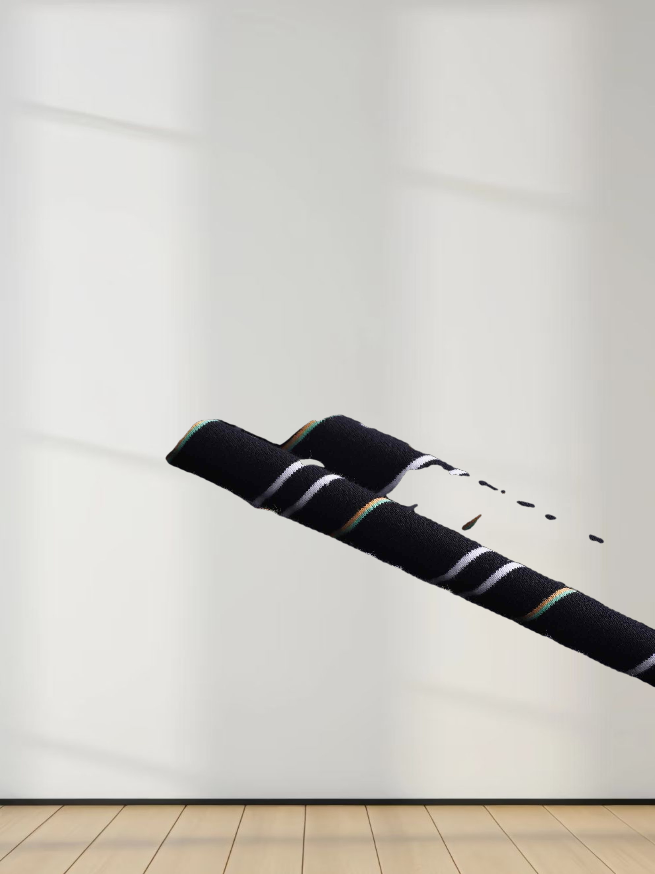 Flat Striped Crew Long Sleeve-Black/White/Green