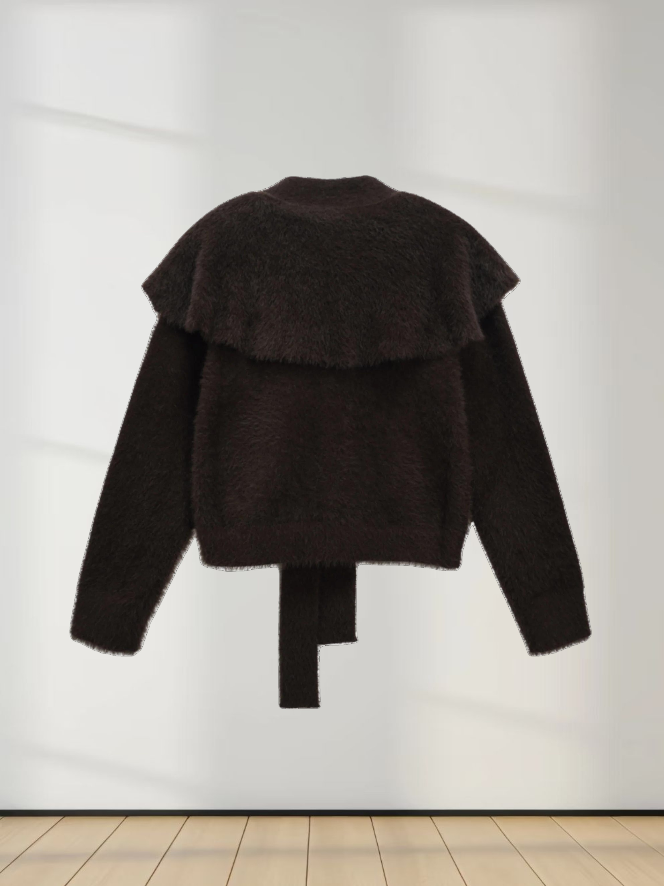 Mohair Shawl Collar Cardigan-Brown
