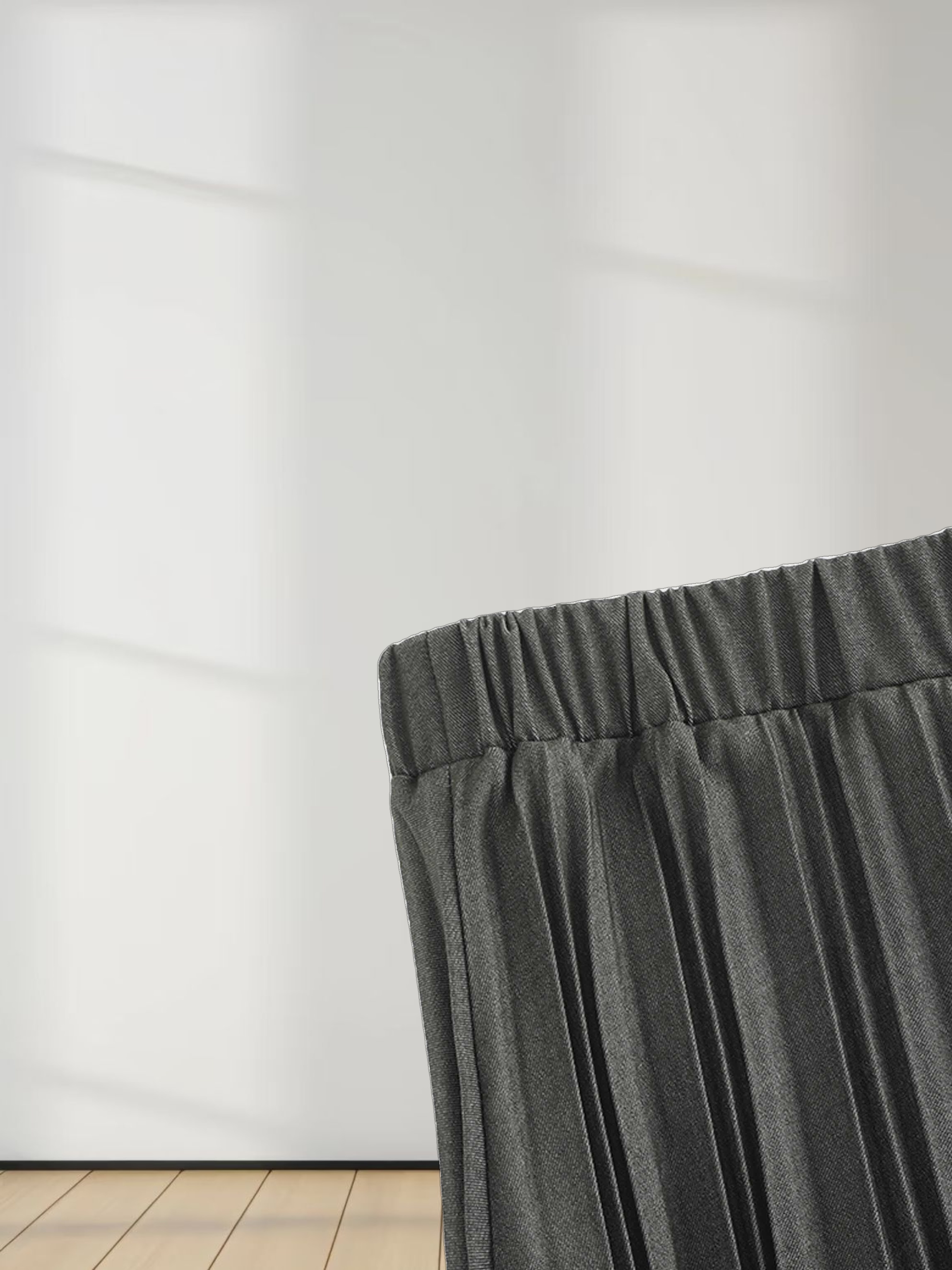 Denim Pleated Skirt-Olive