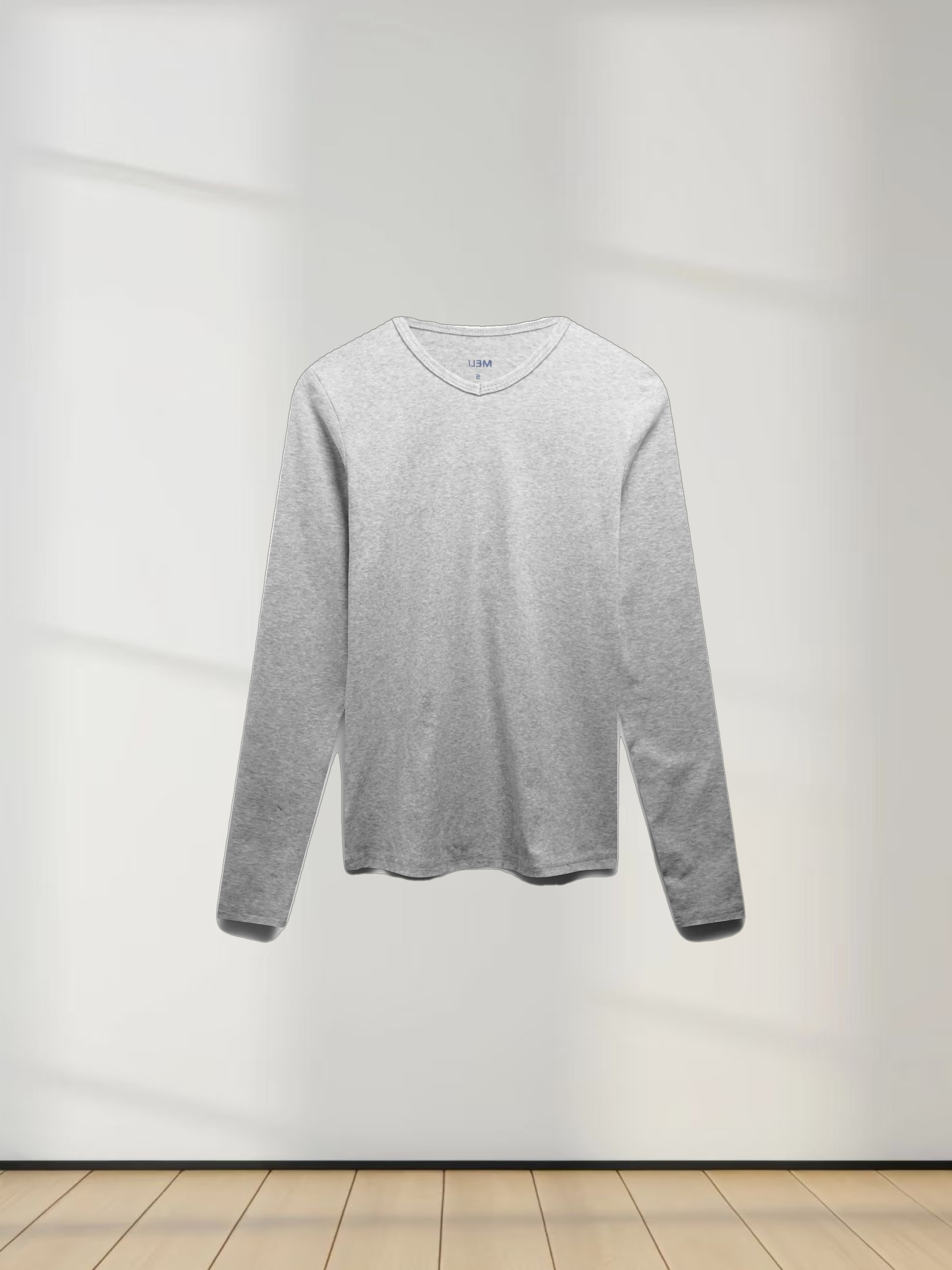 Basic High V Tee Long Sleeve-Dark Heathered Grey