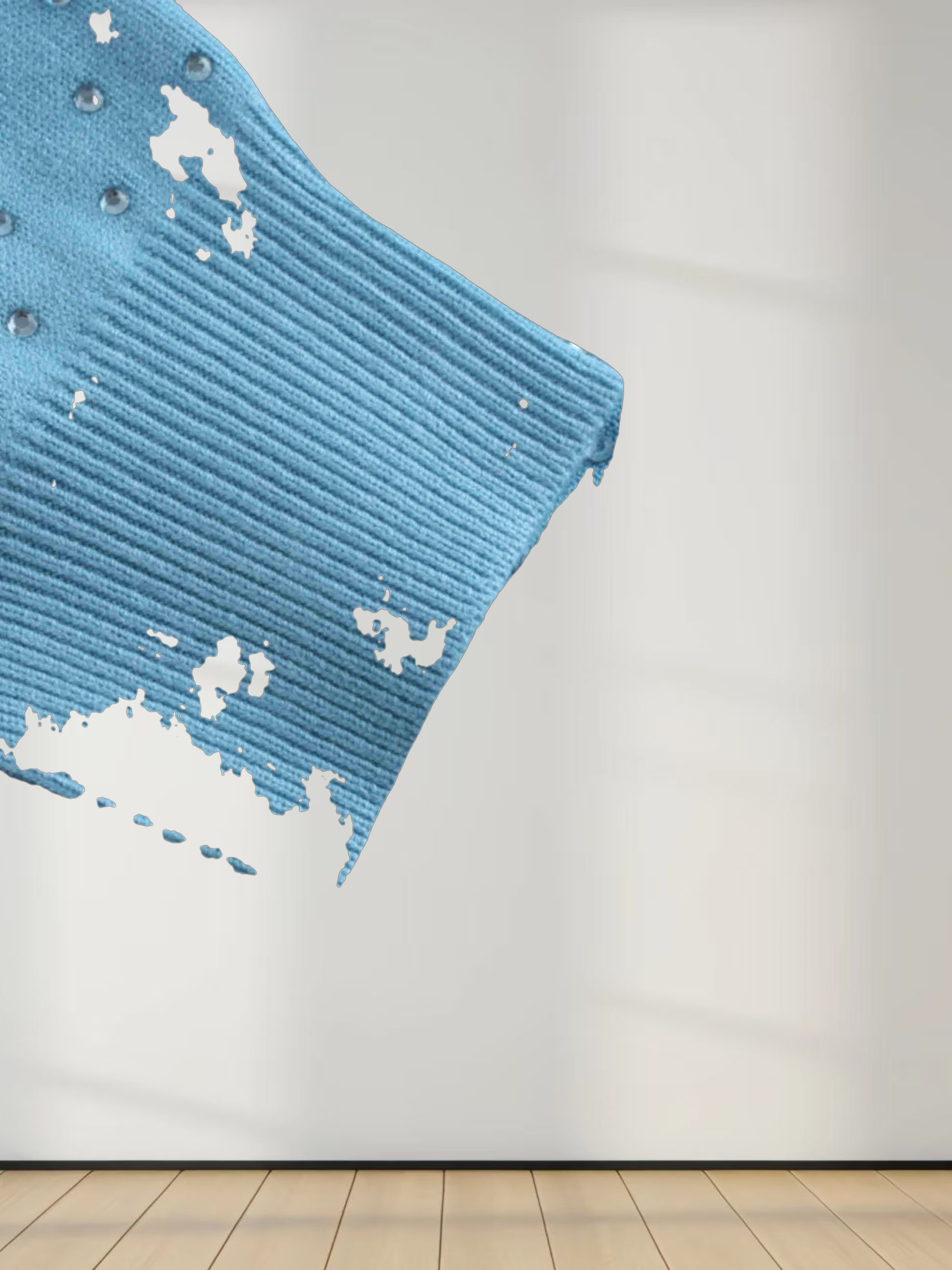 Stone Embellished Crew Cardigan-Sky Blue