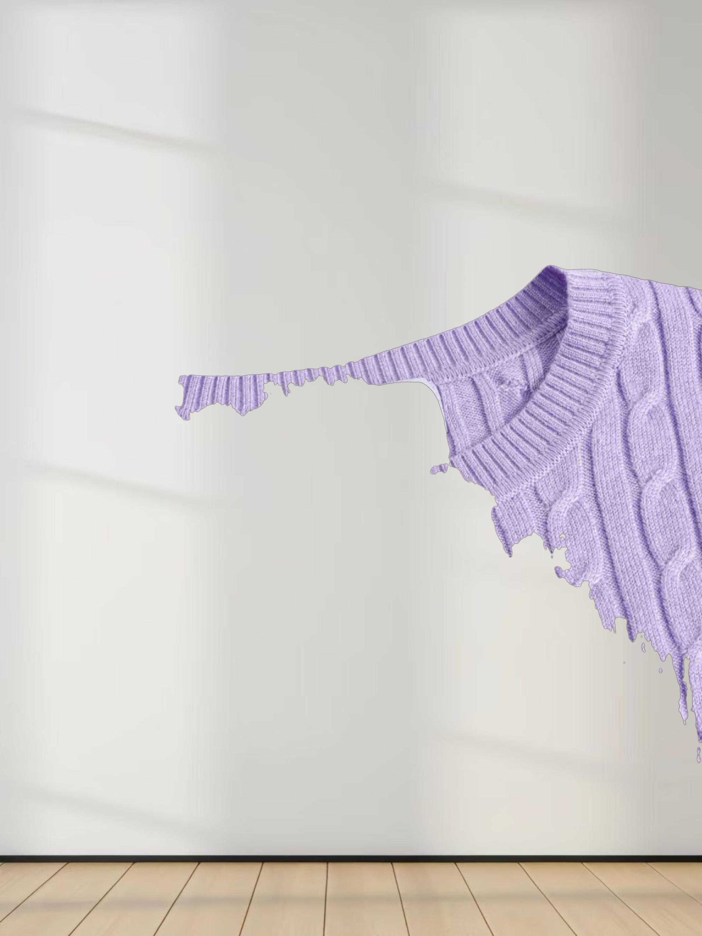 Knit Cable Sweater-Heathered Lavender