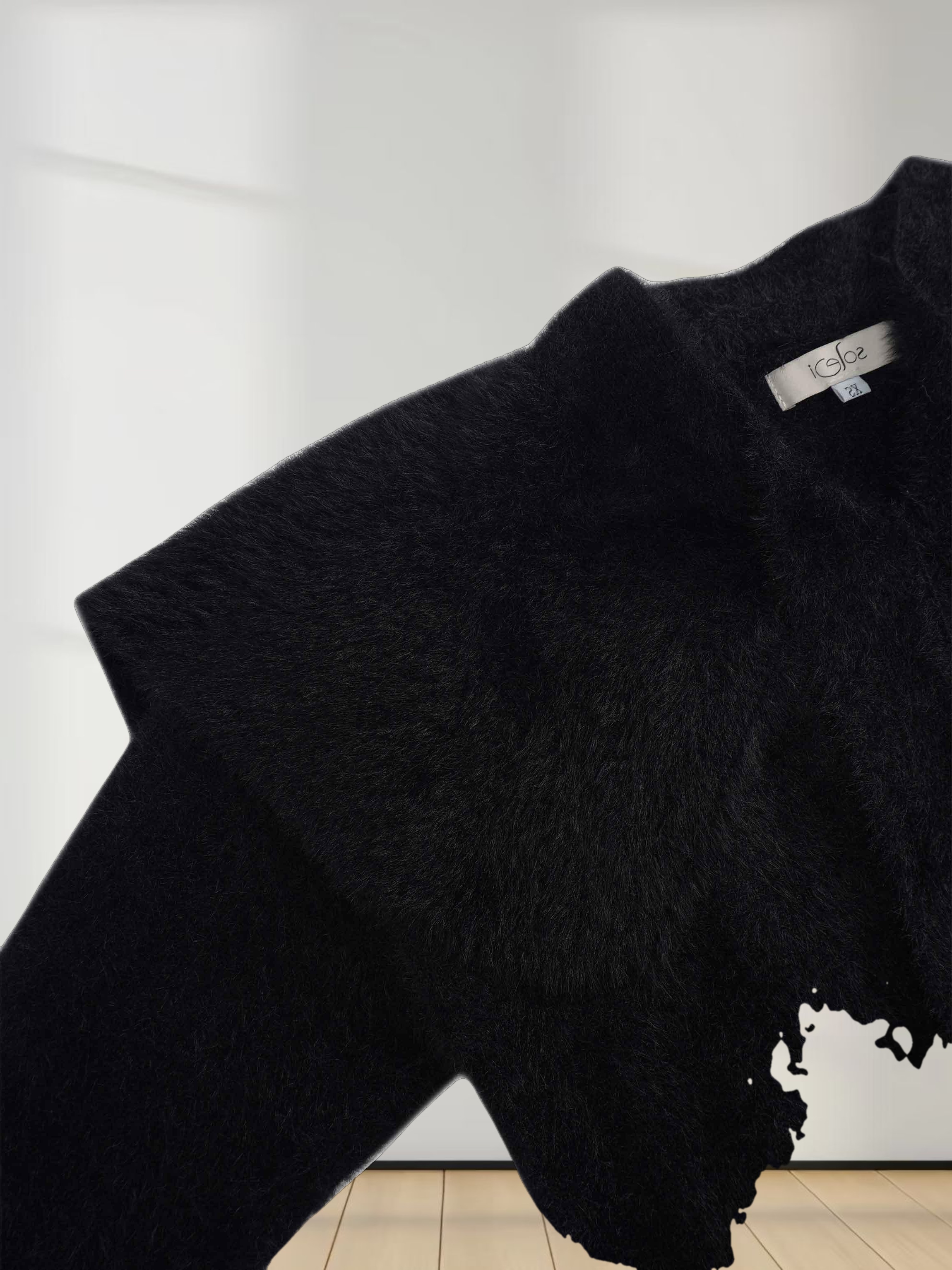 Mohair Shawl Collar Cardigan-Black