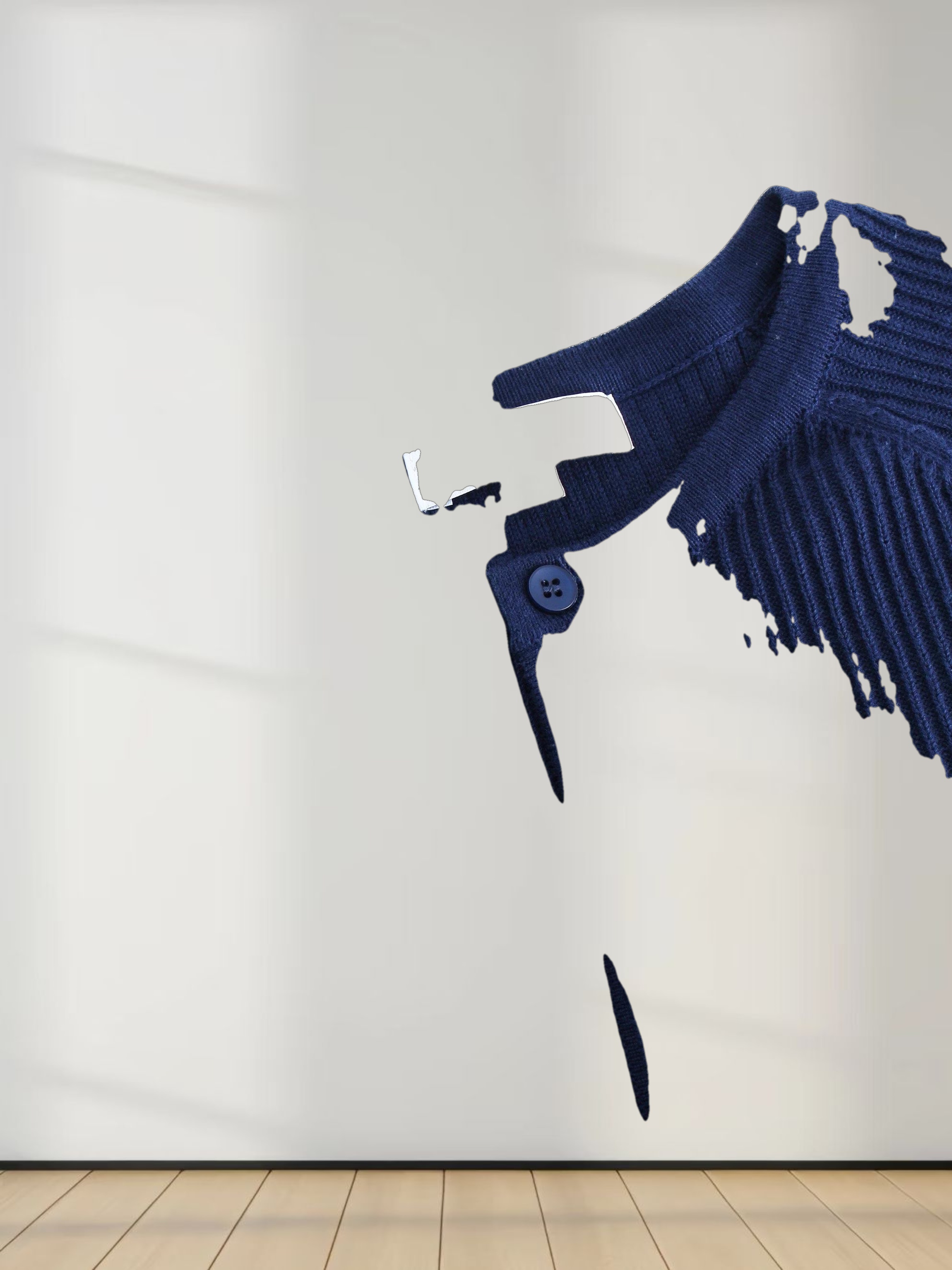 Ribbed Knit Cardigan-Navy