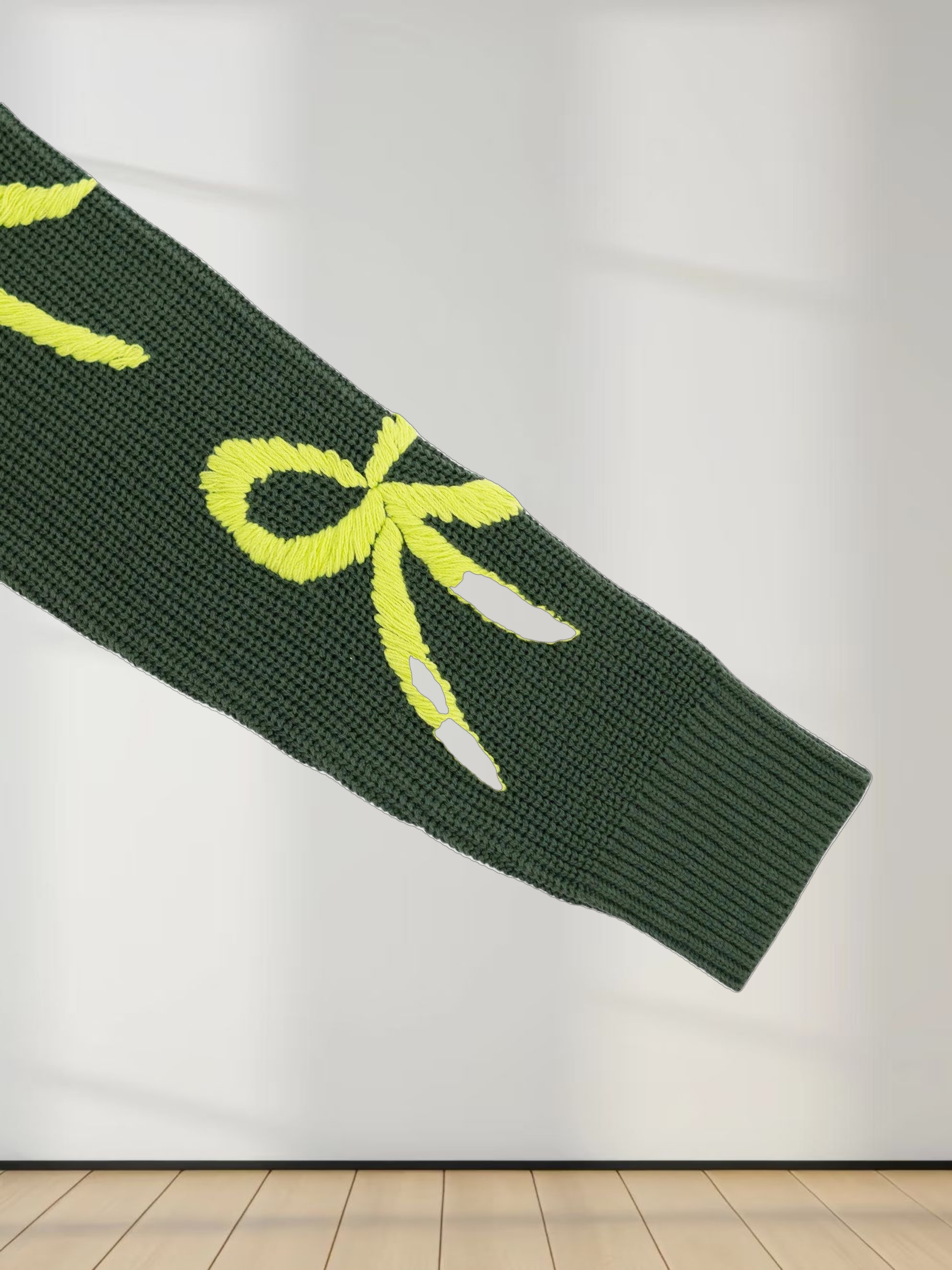 Bow Ribbon Sweater-Green/Lime