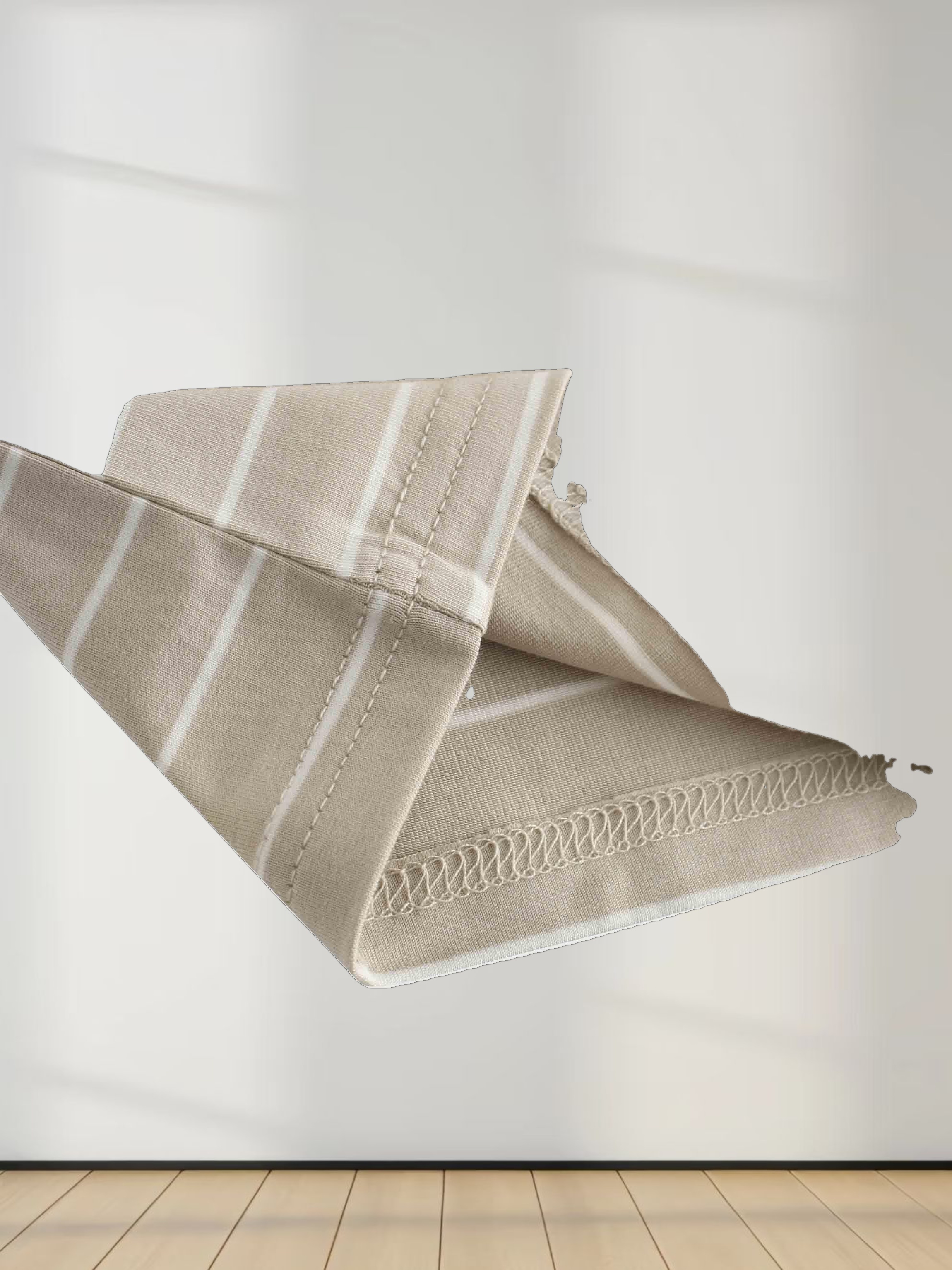 Striped Collar Snap Tee-Tan/White