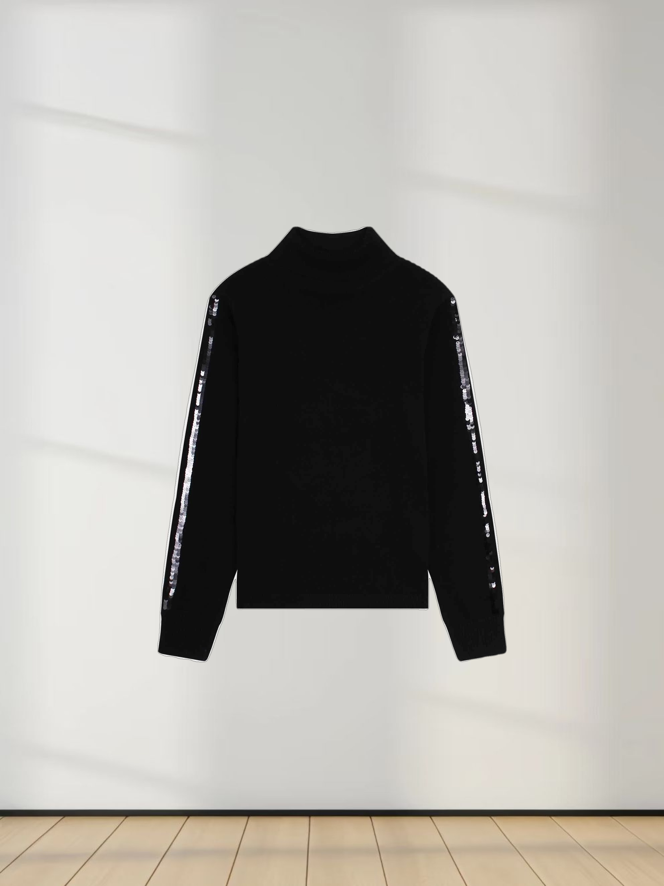 Sequin Trim Sweater-Black