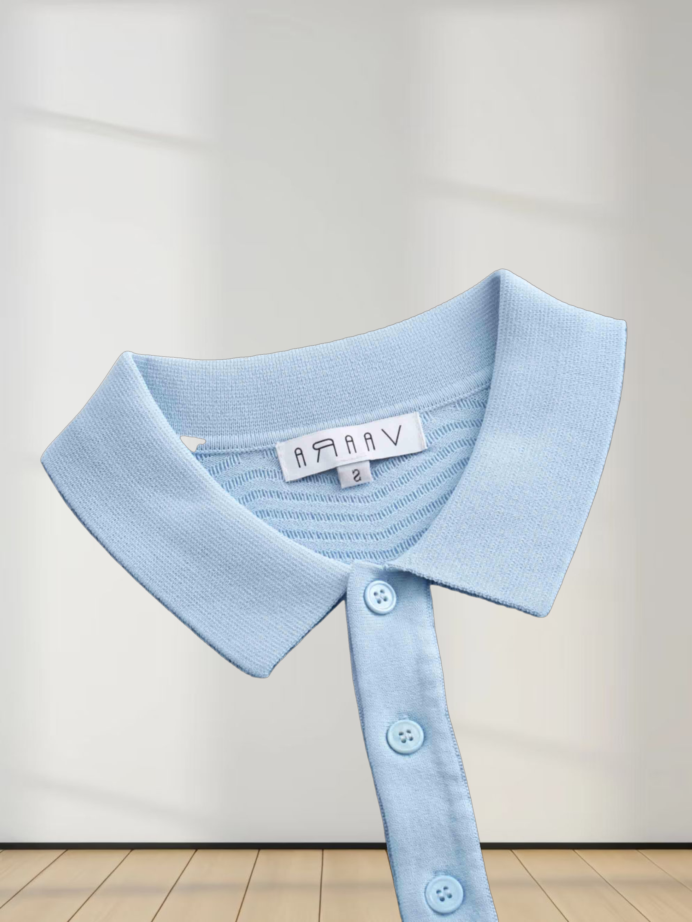 Scallop Edge Collar Sweater-Light Blue