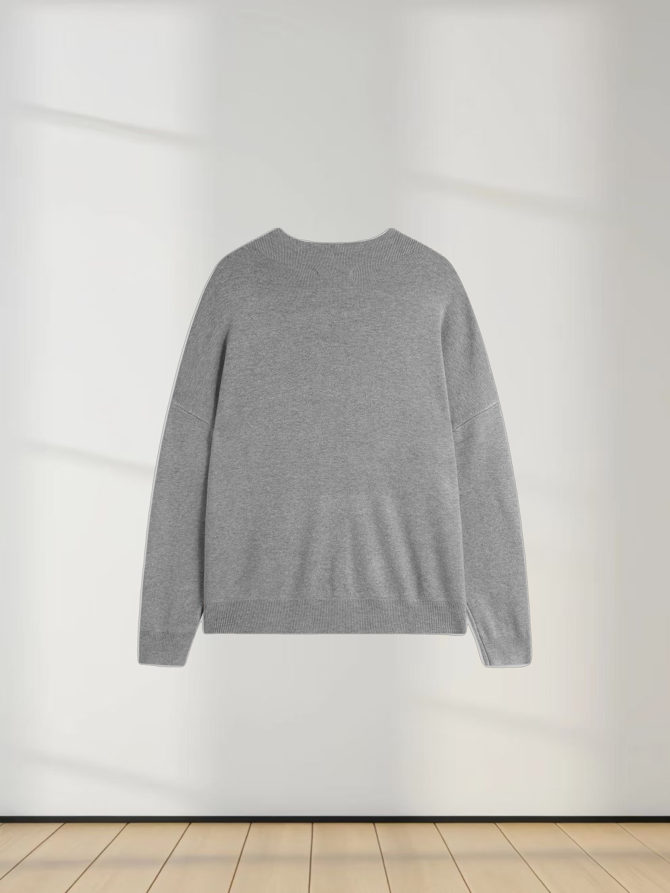 Oversized Soft Knit Sweater-Heathered Grey