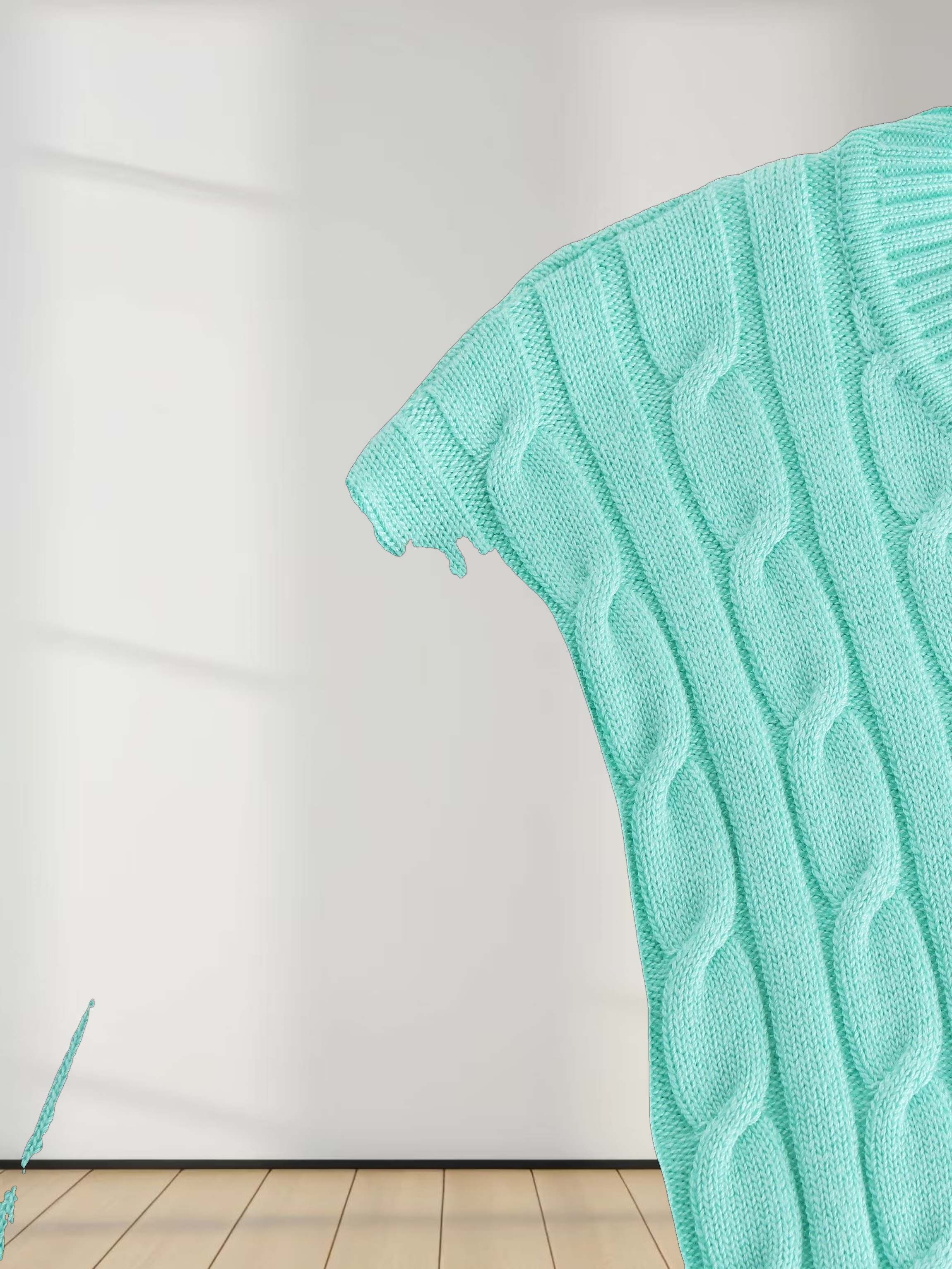 Knit Cable Sweater-Mint
