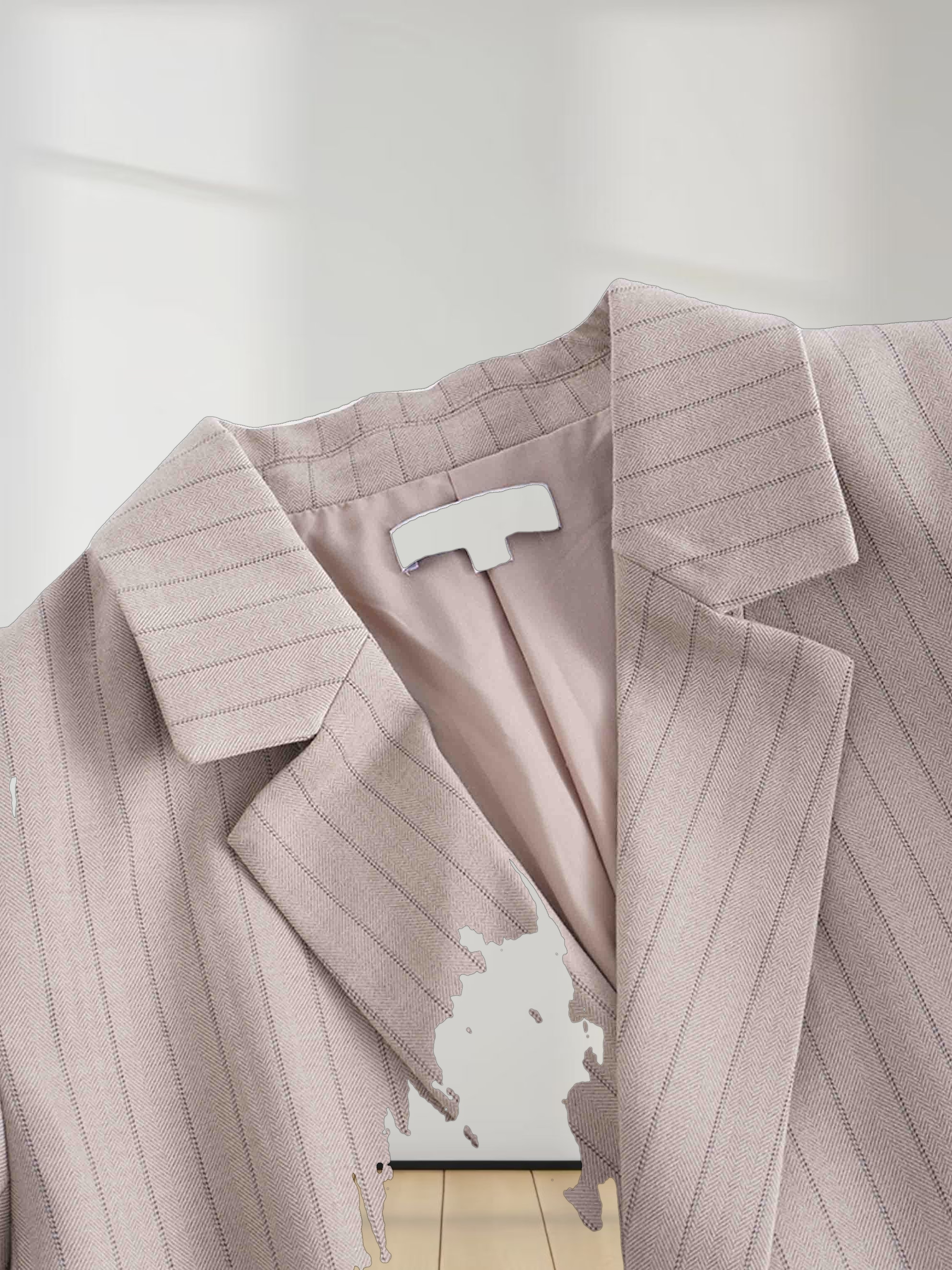 Double Breasted Pinstripe Jacket-Brown