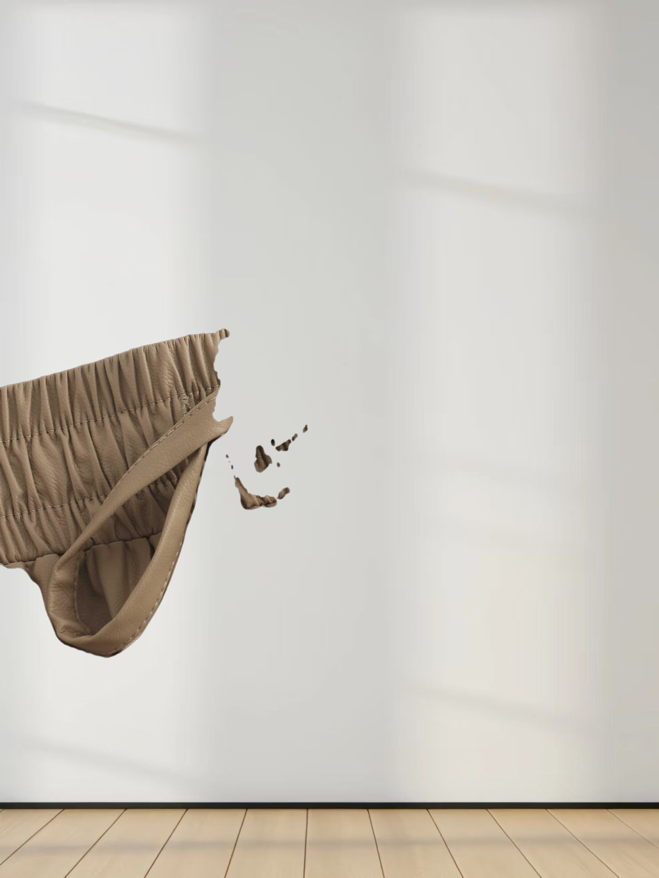 Drawstring Faux Leather Skirt-Camel