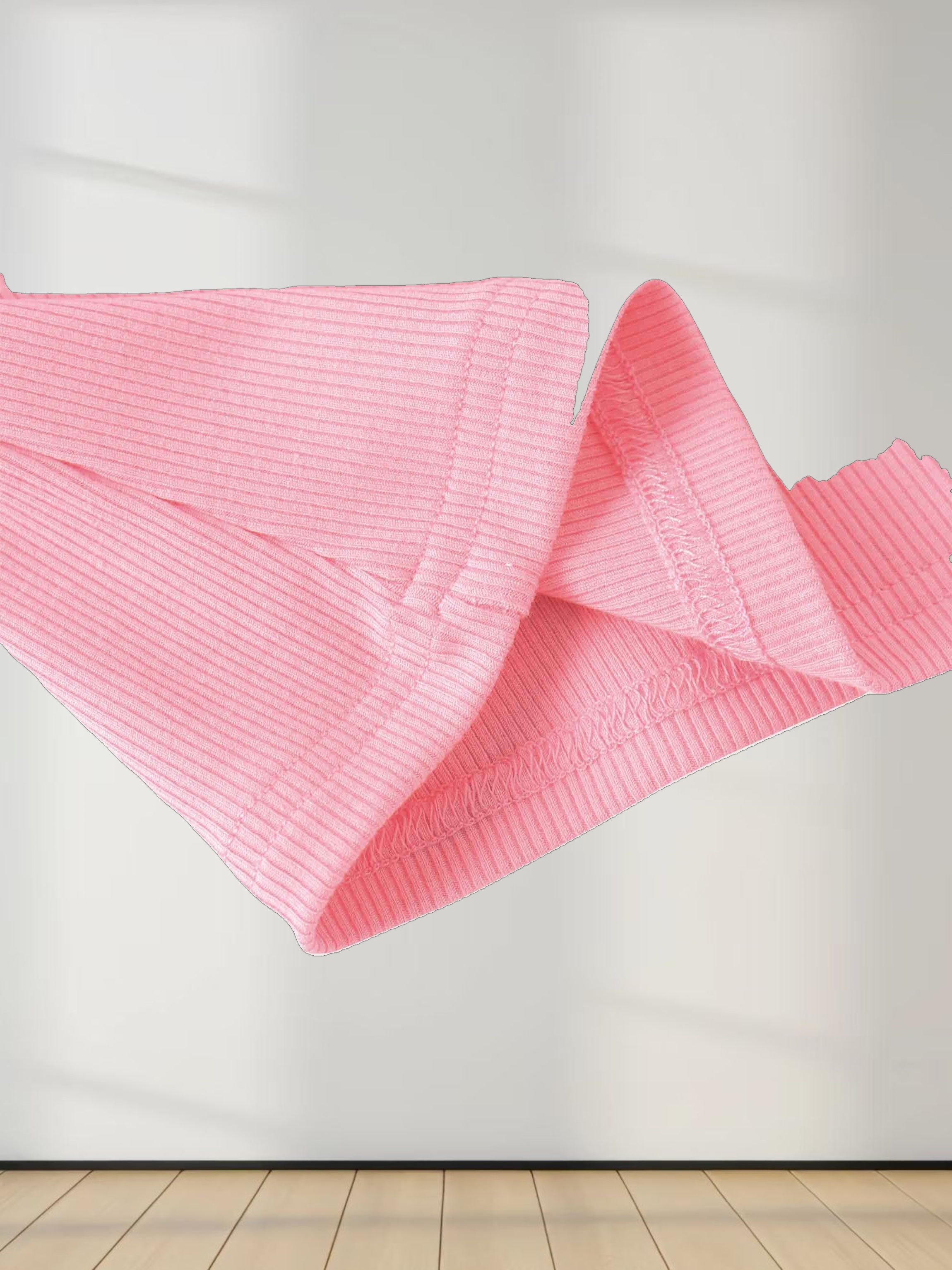 RIBBED HIGH V TEE LS-SO PINK