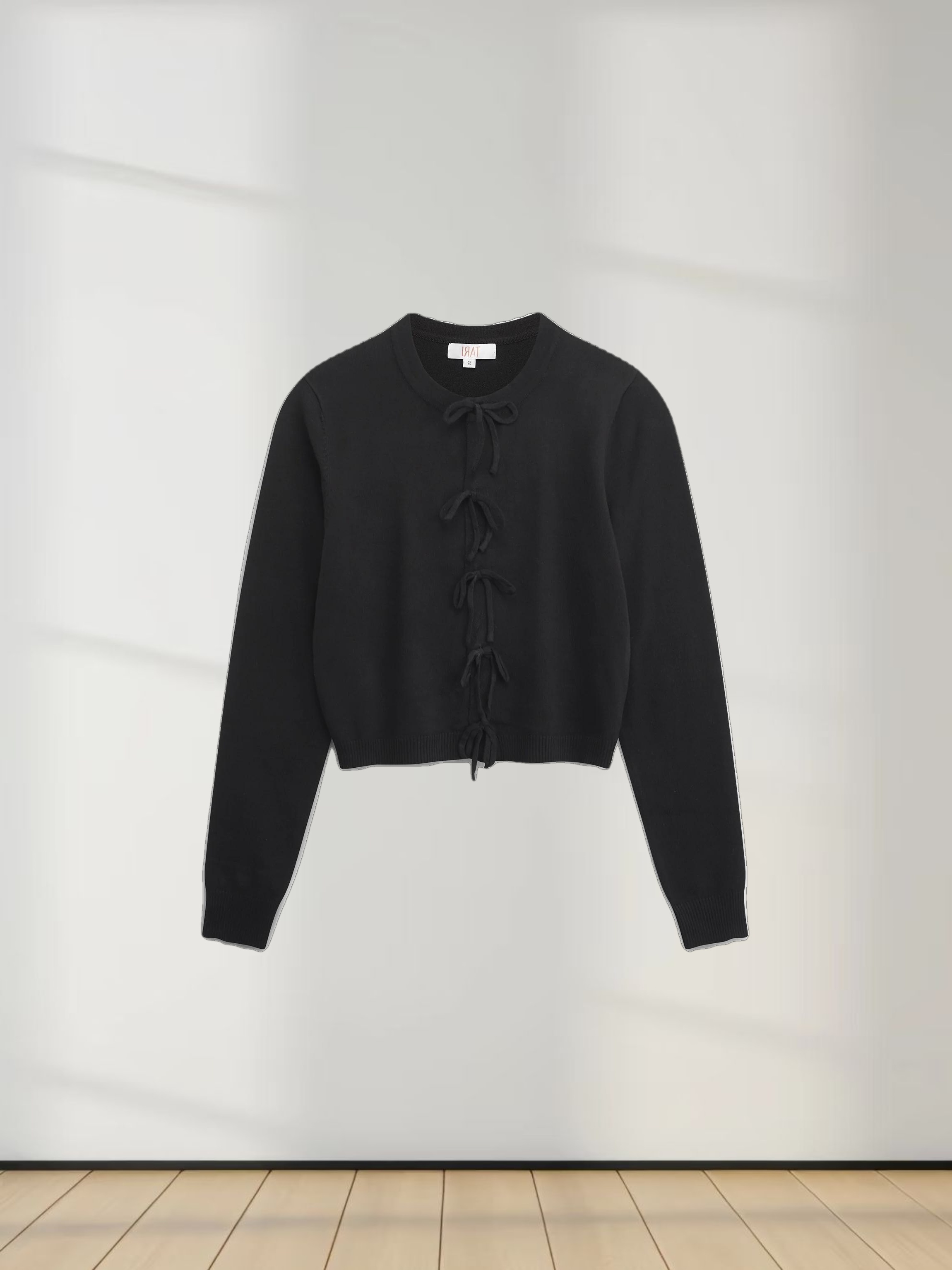 5 Bow Crop Cardigan-Black