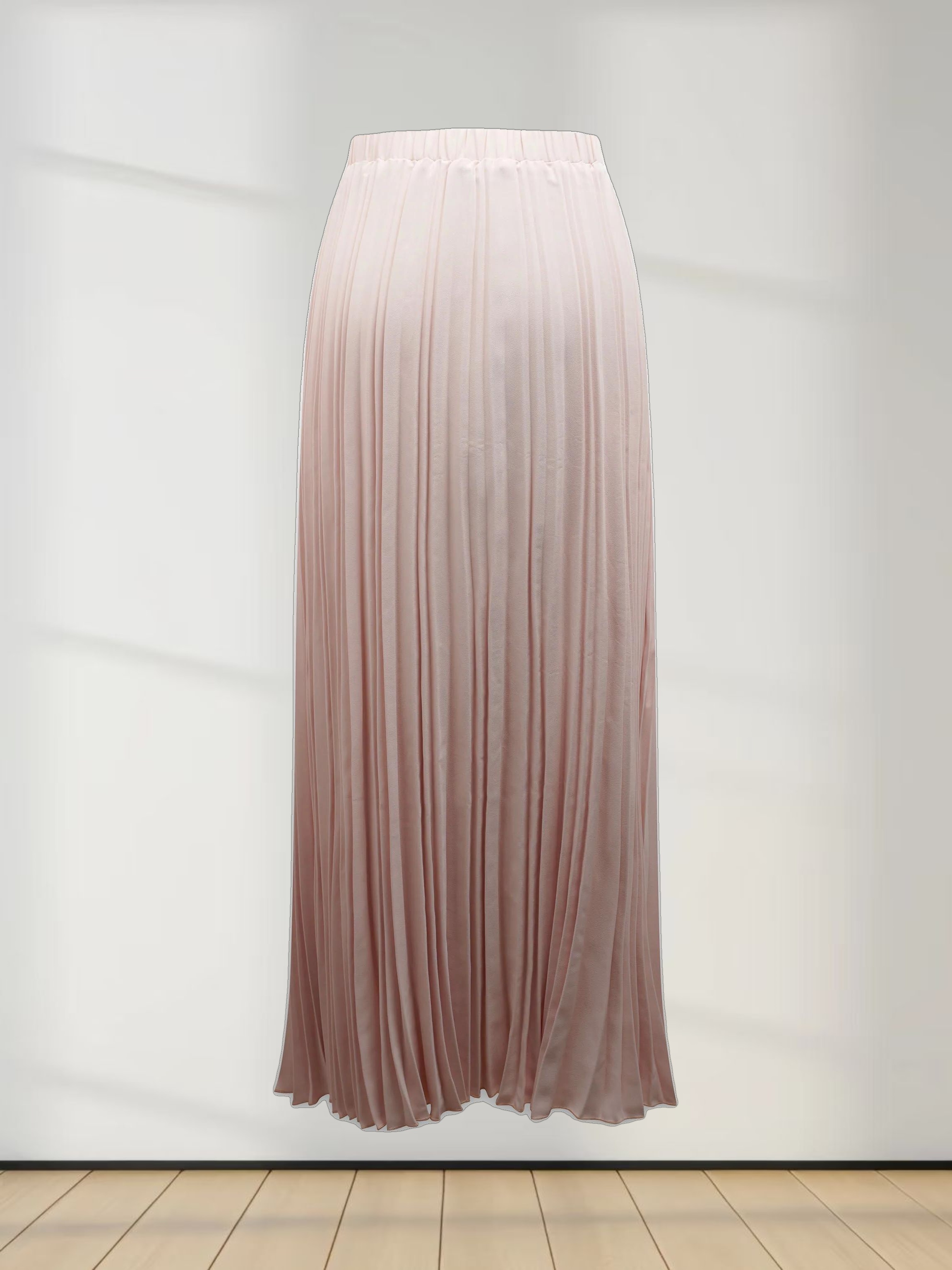 Crepe Pleated Maxi Skirt-Pink