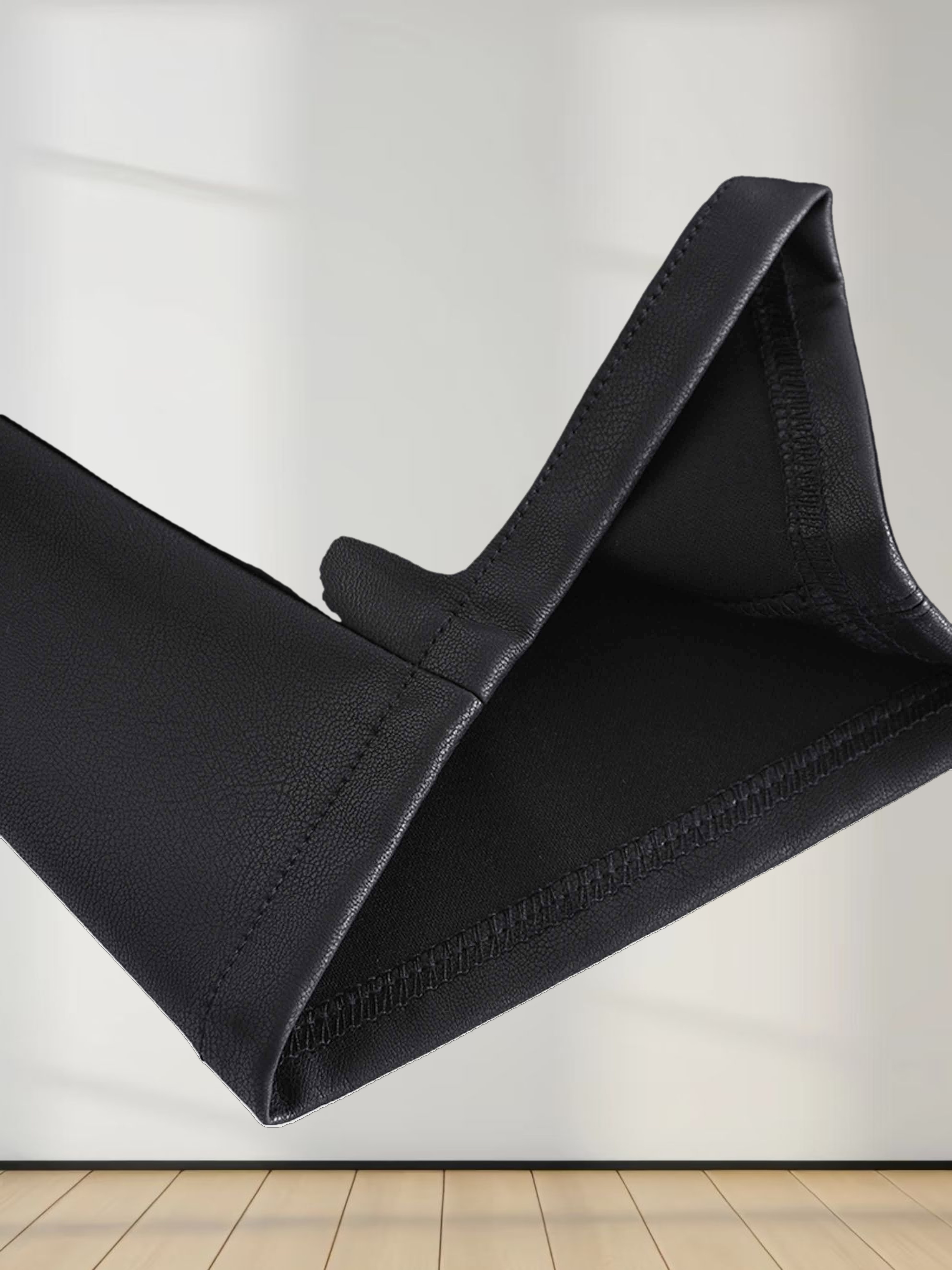 Faux Leather Seamed Jumper - Black