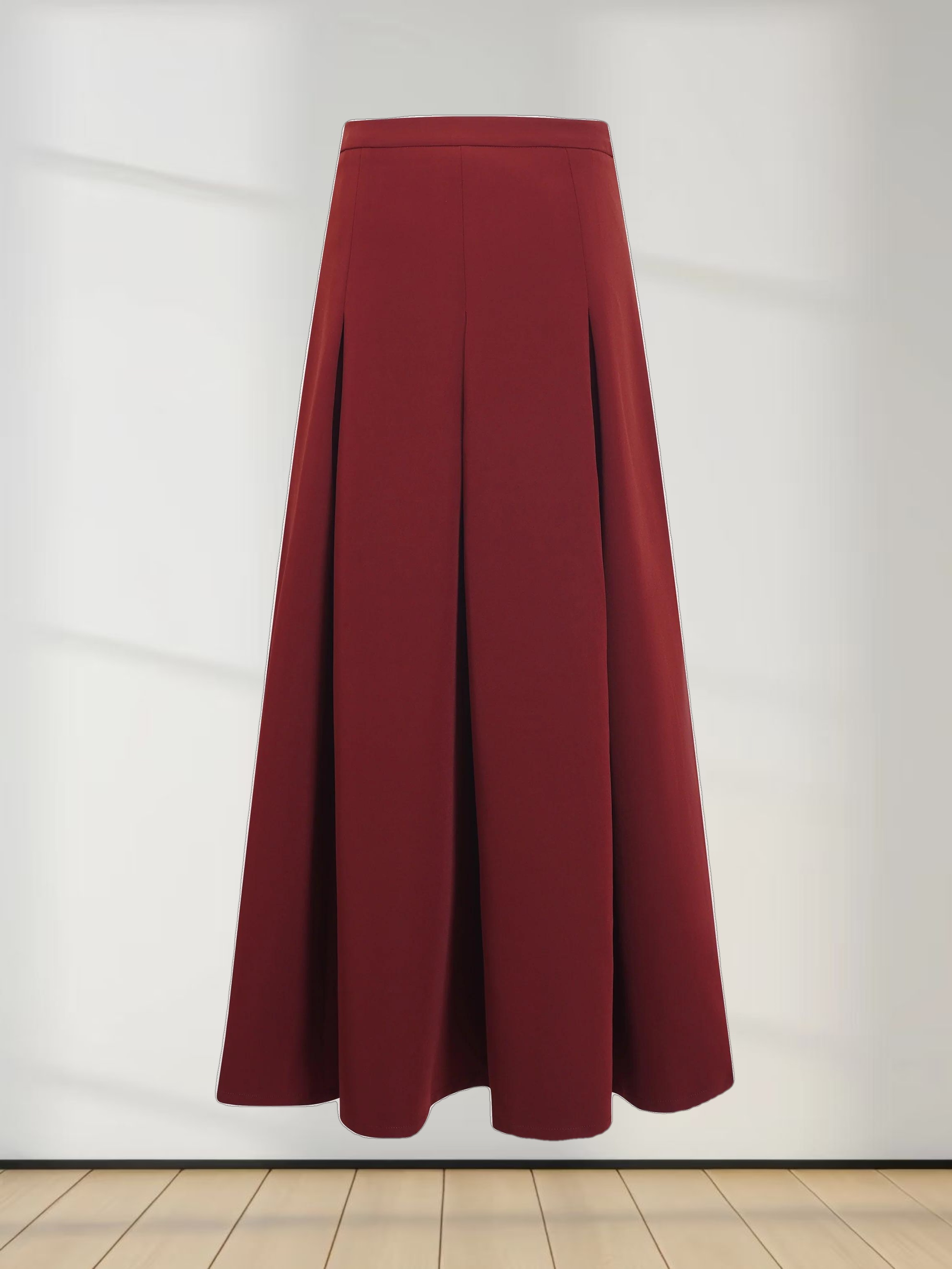 The Celina Pleat Skirt-Wine
