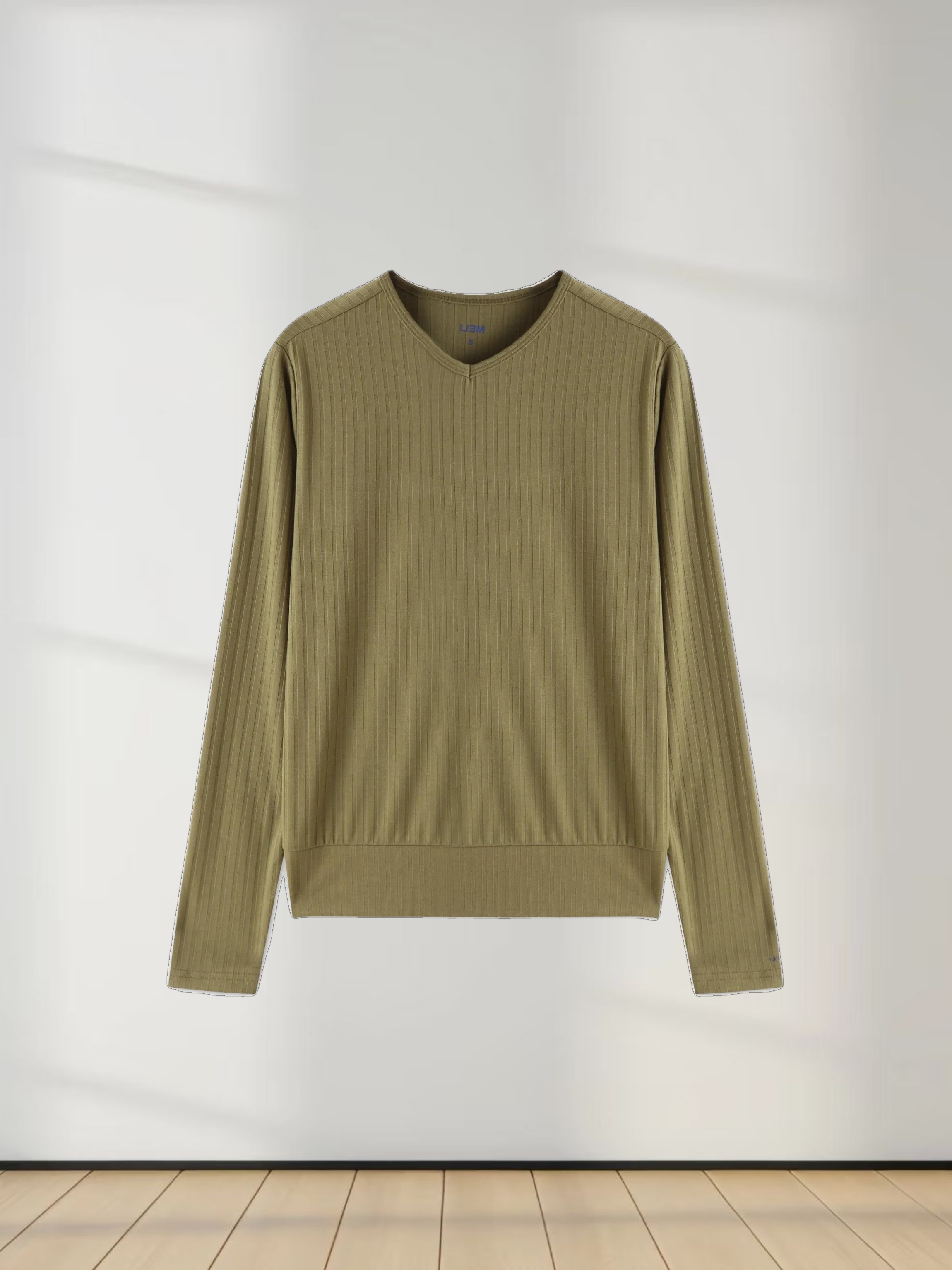 Ribbed High V Bomber-Olive