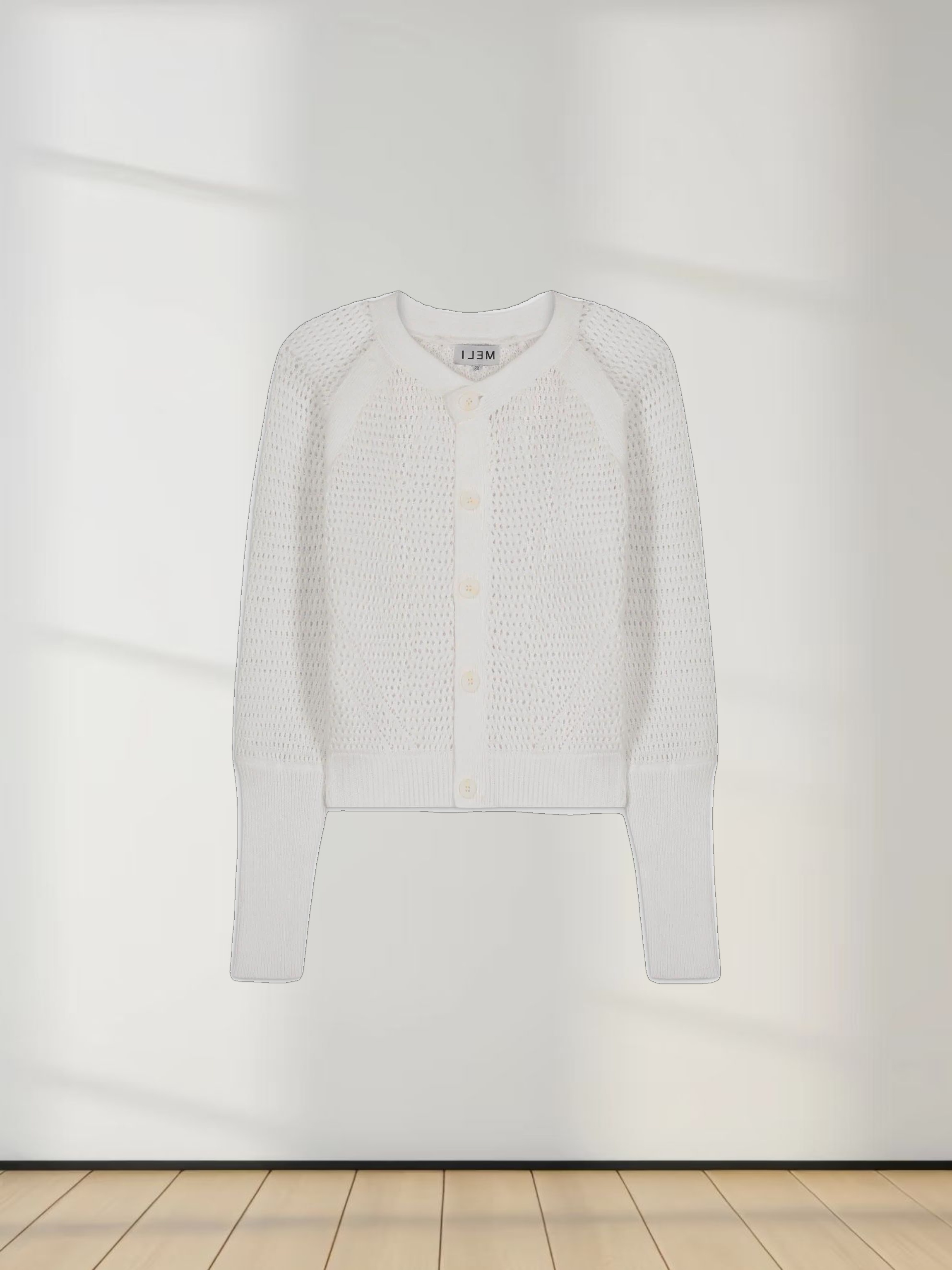 CROCHET CREW CARDIGAN-WHITE