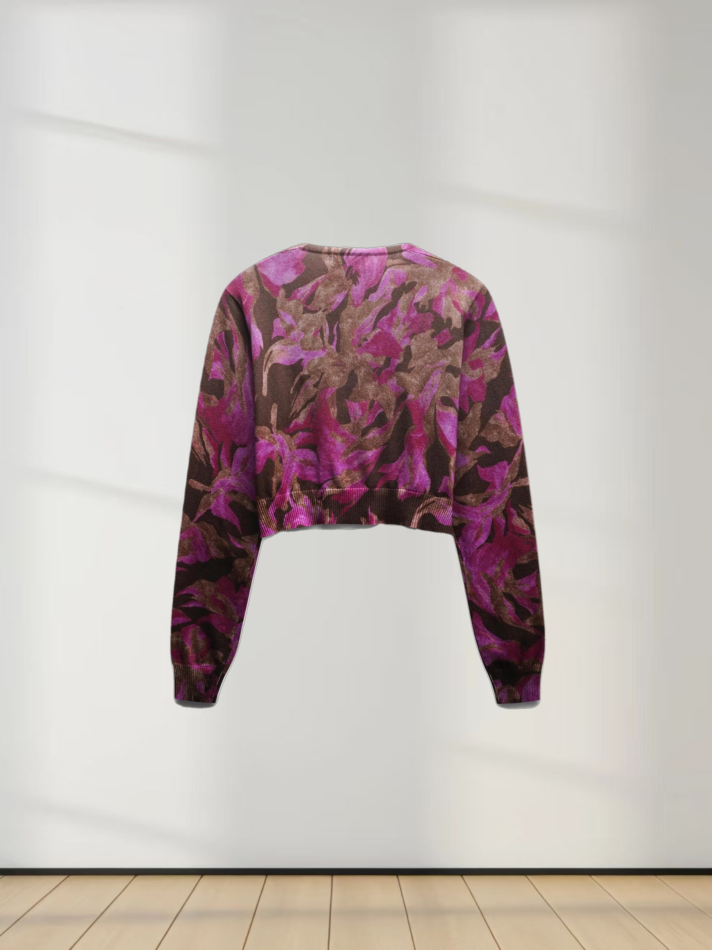 Printed Cardigan-Brown/Pink Floral