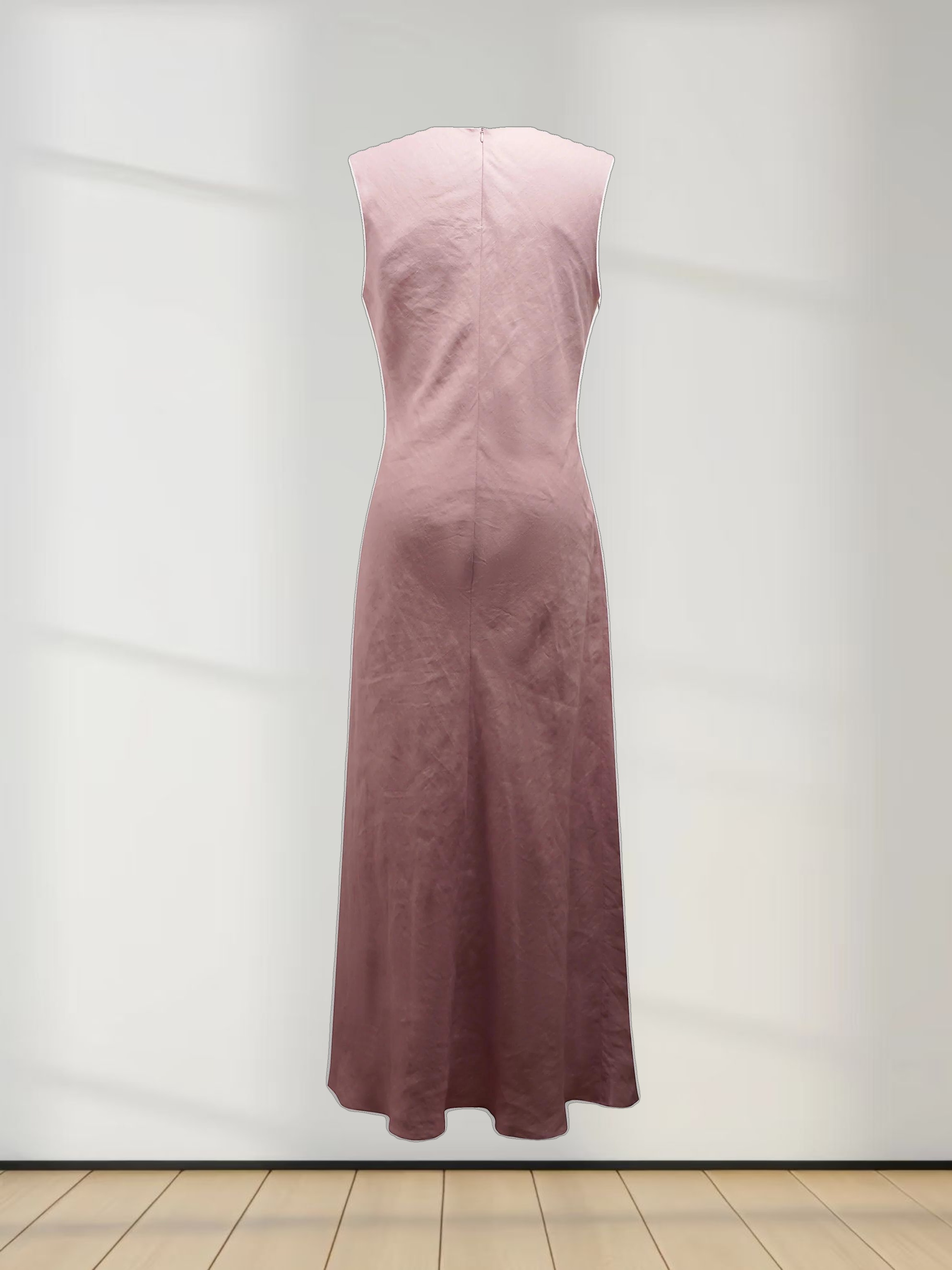 Linen A-Line Slip Dress-Blush